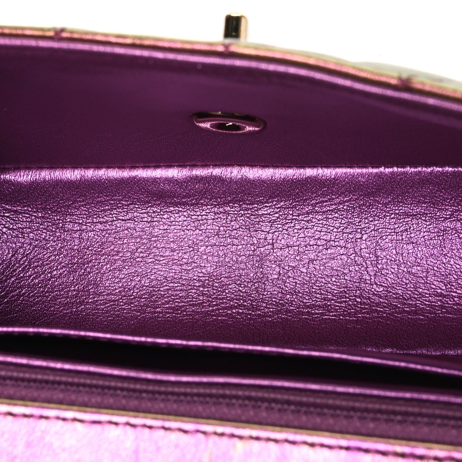 Iridescent Lambskin Quilted Mini Rectangular Flap Purple — view 5