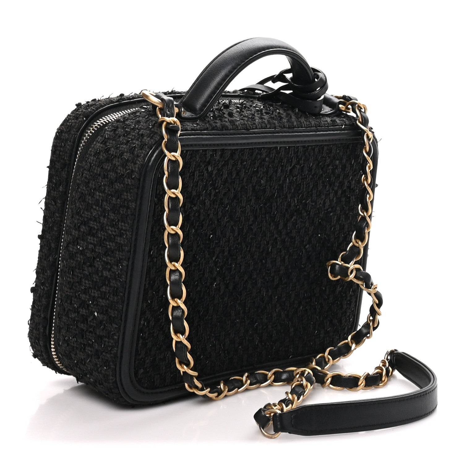 Tweed Quilted Medium CC Filigree Vanity Case Black — view 2