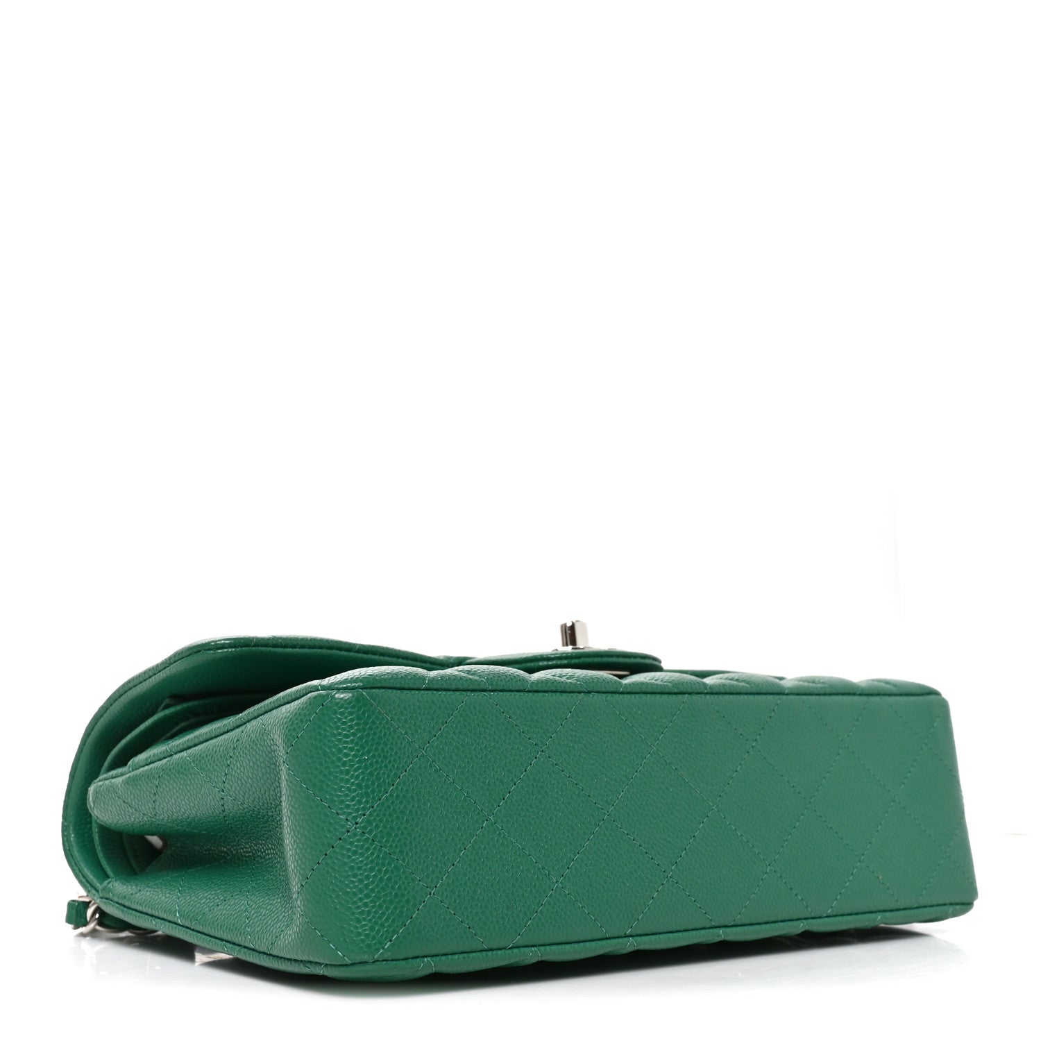 Caviar Quilted Small Double Flap Green — view 4