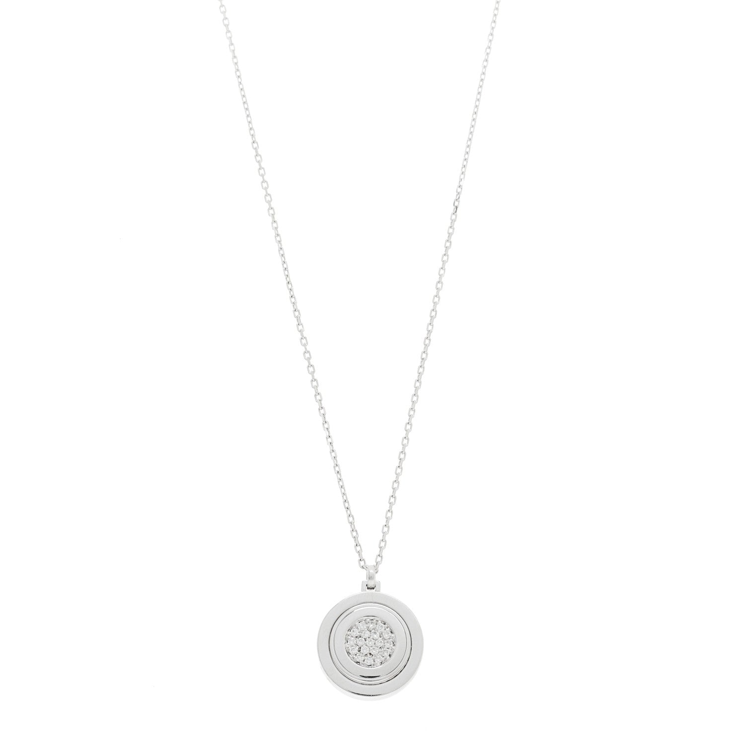 18K White Gold Diamond Orbital Pendant Necklace