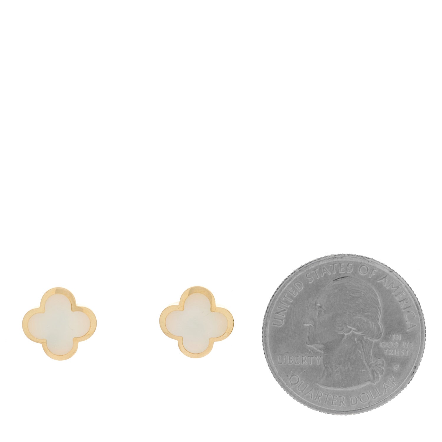 18K Yellow Gold Mother of Pearl Pure Alhambra Earrings — view 2
