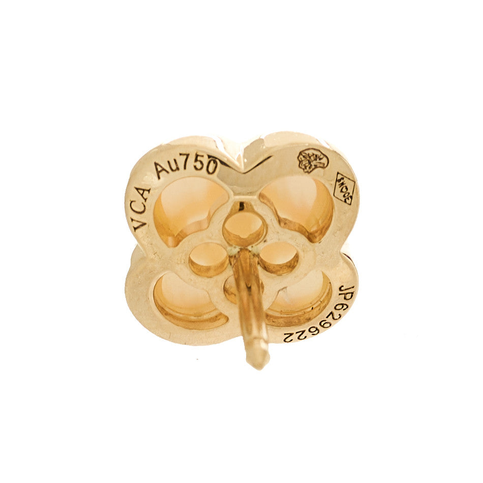18K Yellow Gold Mother of Pearl Pure Alhambra Earrings — view 4