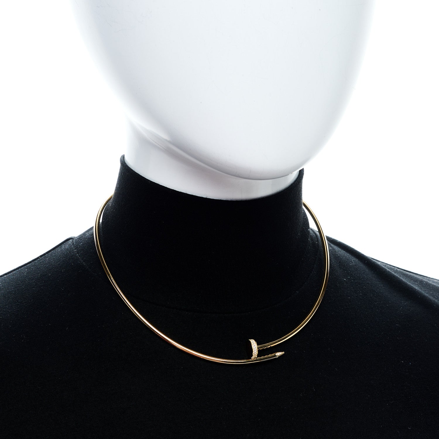 18K Yellow Gold Diamond Small Juste Un Clou Torque Necklace — view 2