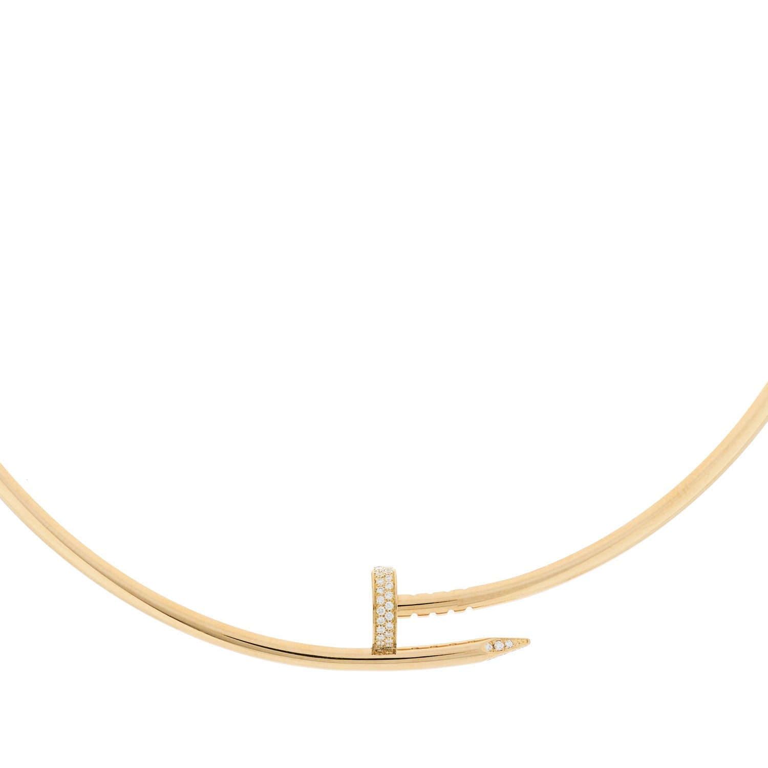 18K Yellow Gold Diamond Small Juste Un Clou Torque Necklace — view 3