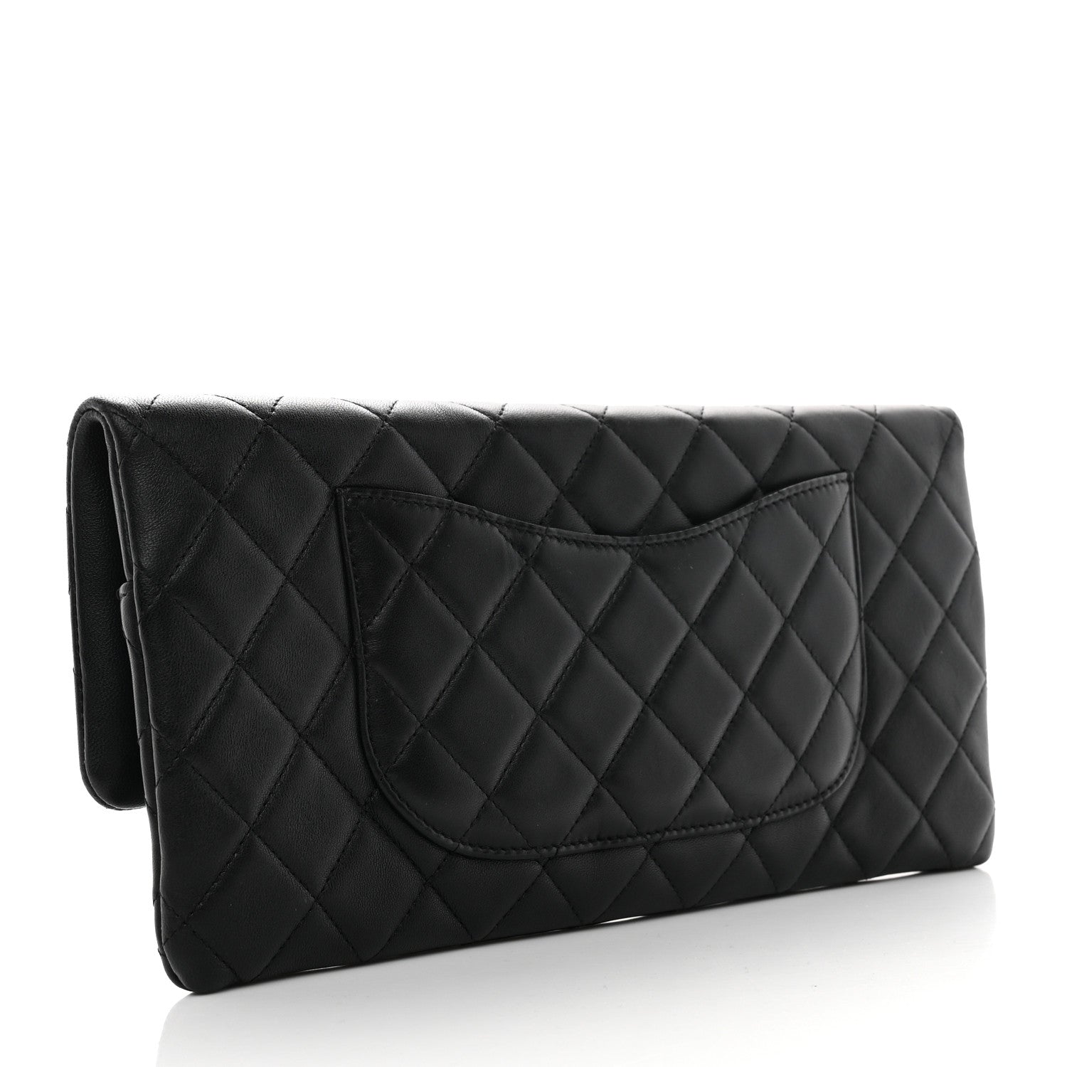 Lambskin Quilted Flap Clutch Black — view 3