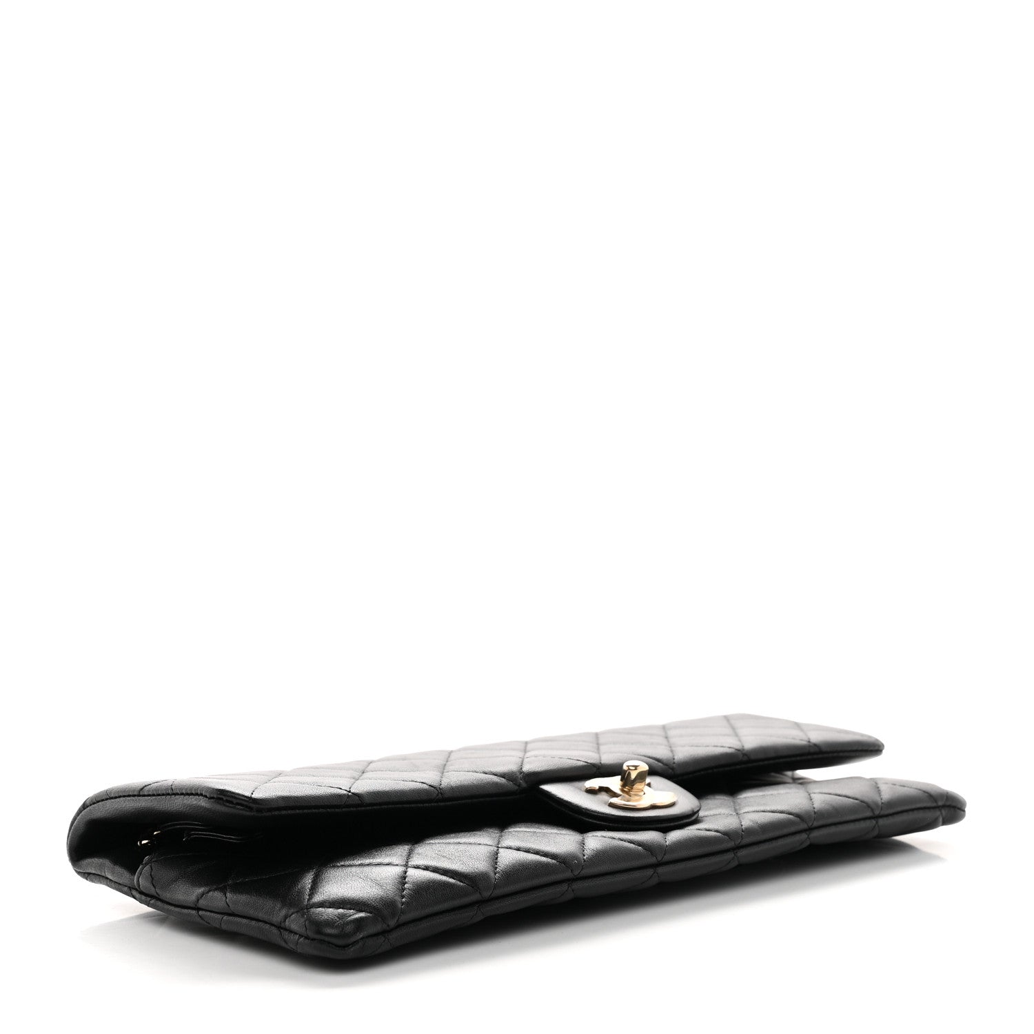 Lambskin Quilted Flap Clutch Black — view 4