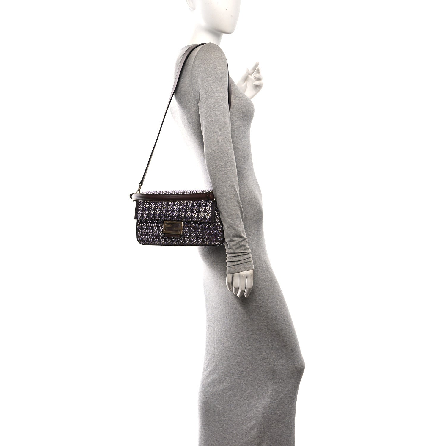 Suede Blooming Crystal Floral Baguette Mogano Anemone — view 2