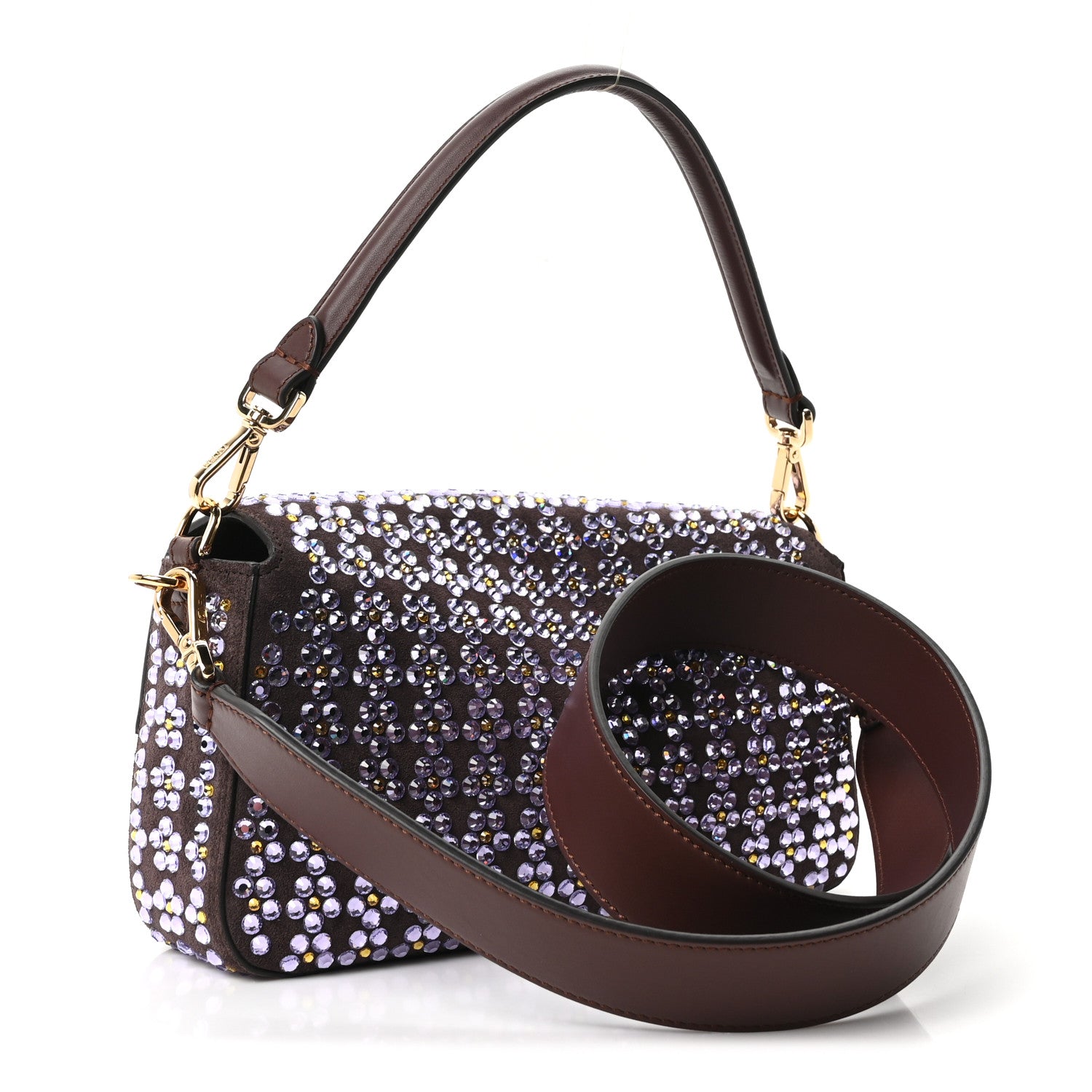 Suede Blooming Crystal Floral Baguette Mogano Anemone — view 3