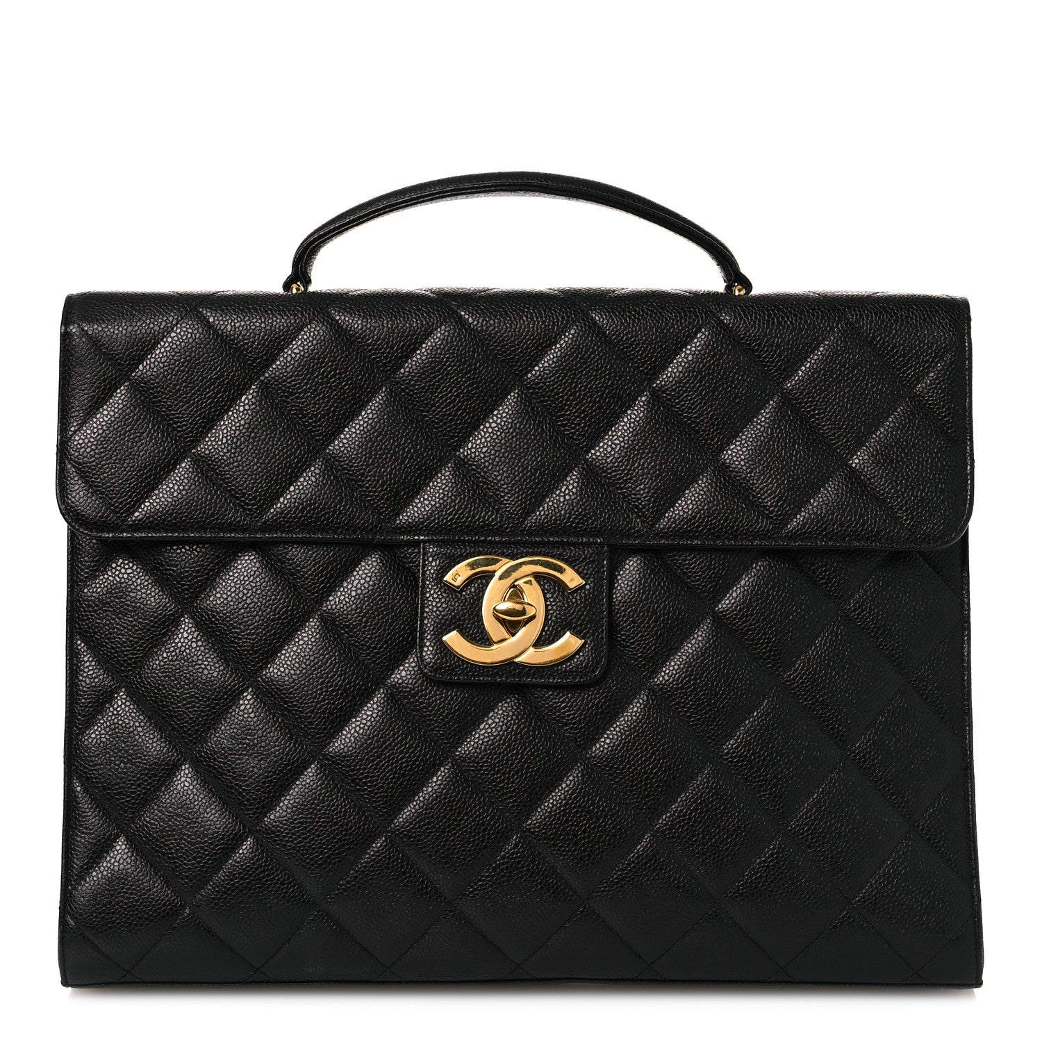 Caviar Quilted Briefcase Laptop Bag Black