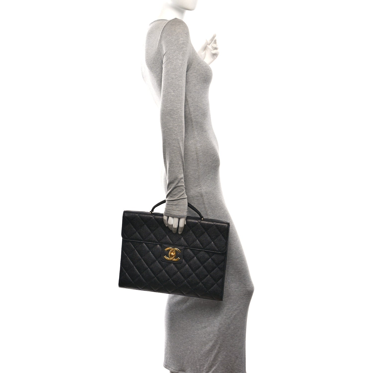 Caviar Quilted Briefcase Laptop Bag Black — view 2