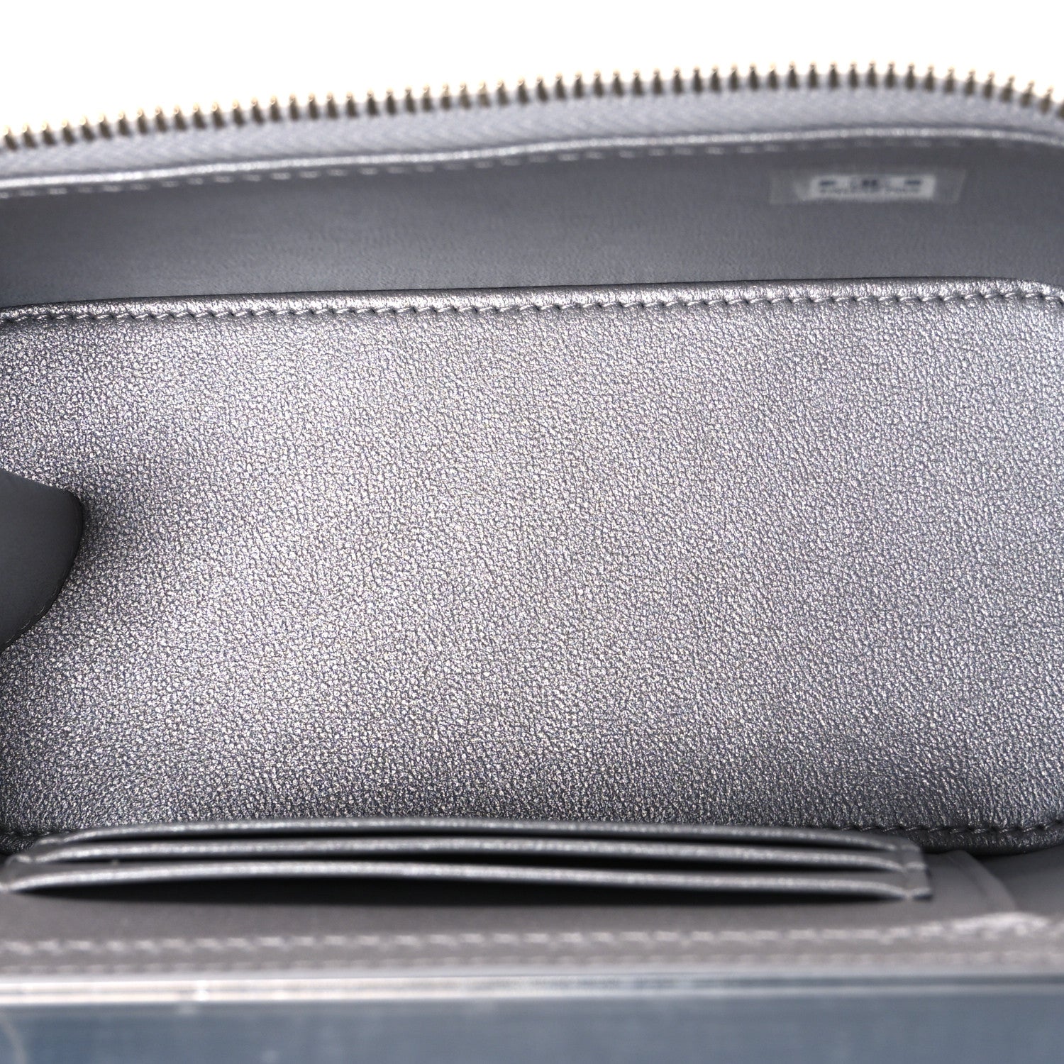 Iridescent Lambskin Quilted Pick Me Up Vanity Case Light Grey — view 5