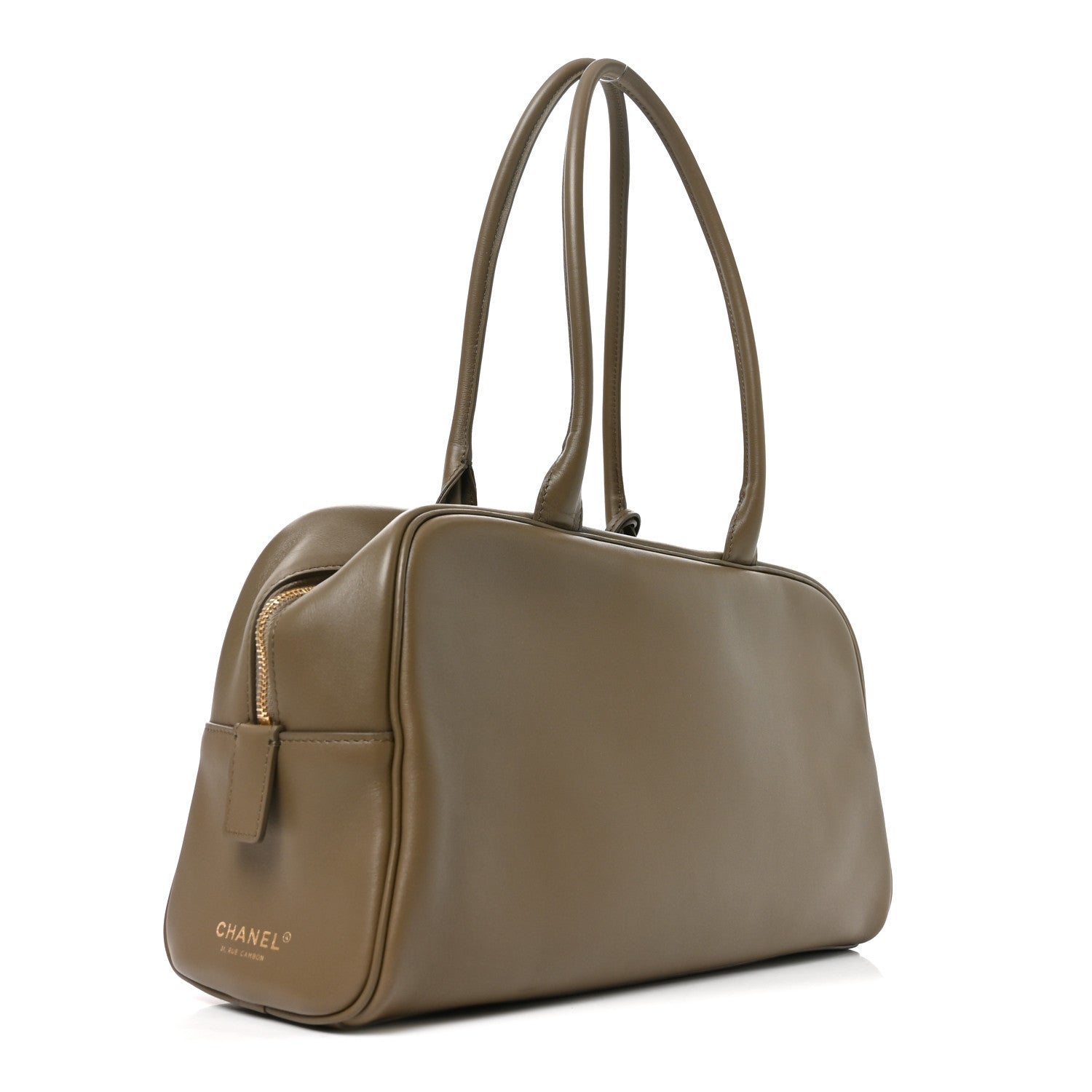 Calfskin Large Perfect Bowling Bag Dark Khaki — view 3