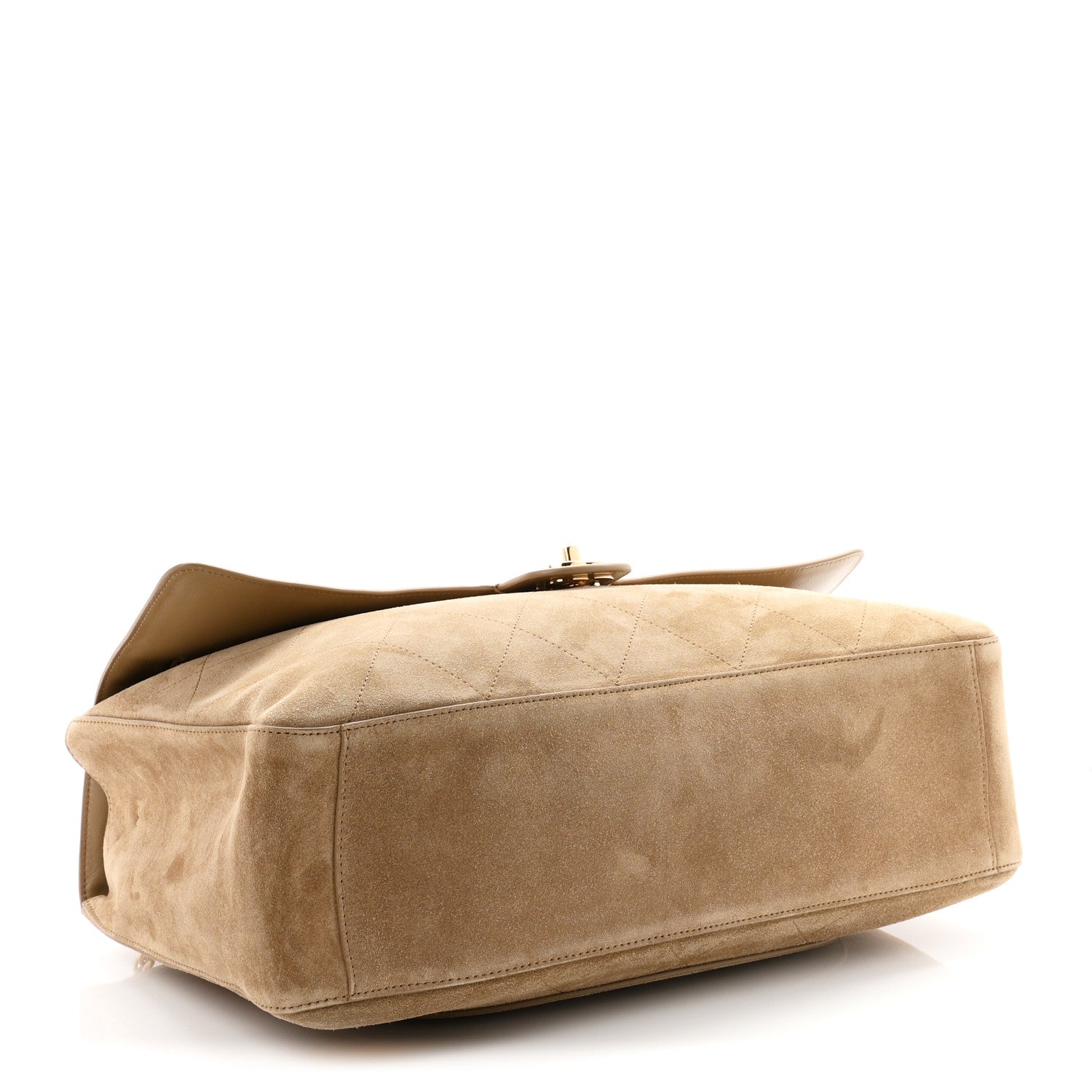 Suede Calfskin Souplissimo Maxi Flap Dark Beige — view 4