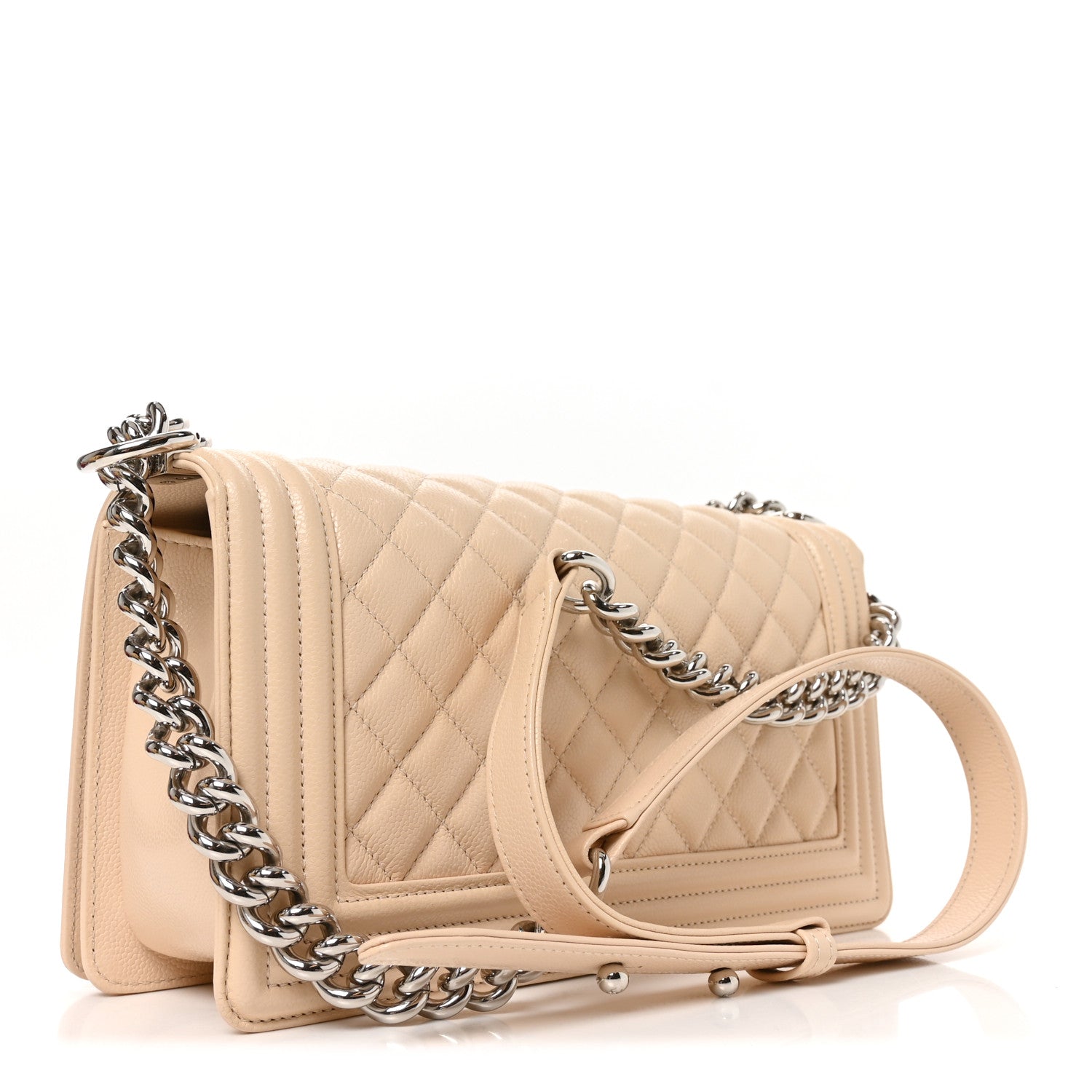 Caviar Quilted Medium Boy Flap Beige — view 3