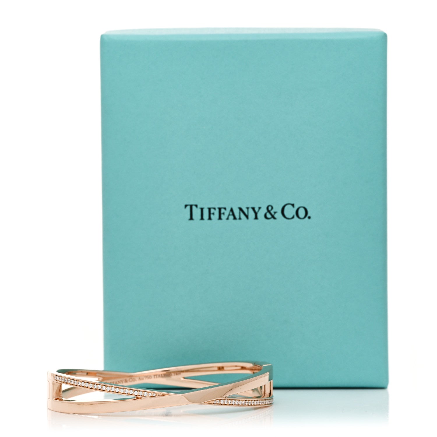 18K Rose Gold Diamond Atlas X Narrow Hinged Bangle Bracelet — view 5