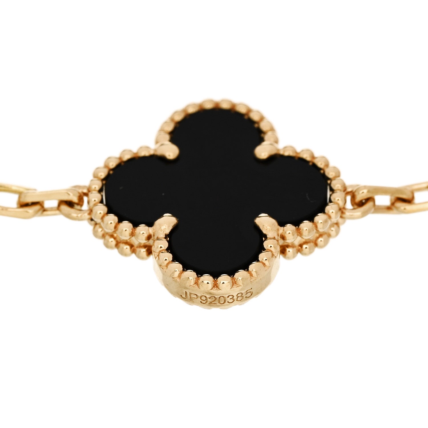 18K Yellow Gold Black Onyx 5 Motifs Vintage Alhambra Bracelet — view 3