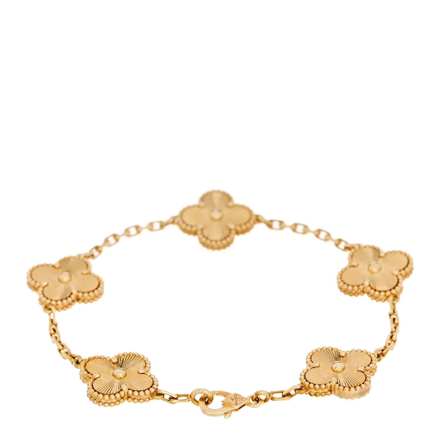 18K Yellow Gold 5 Motifs Guilloche Vintage Alhambra Bracelet — view 2