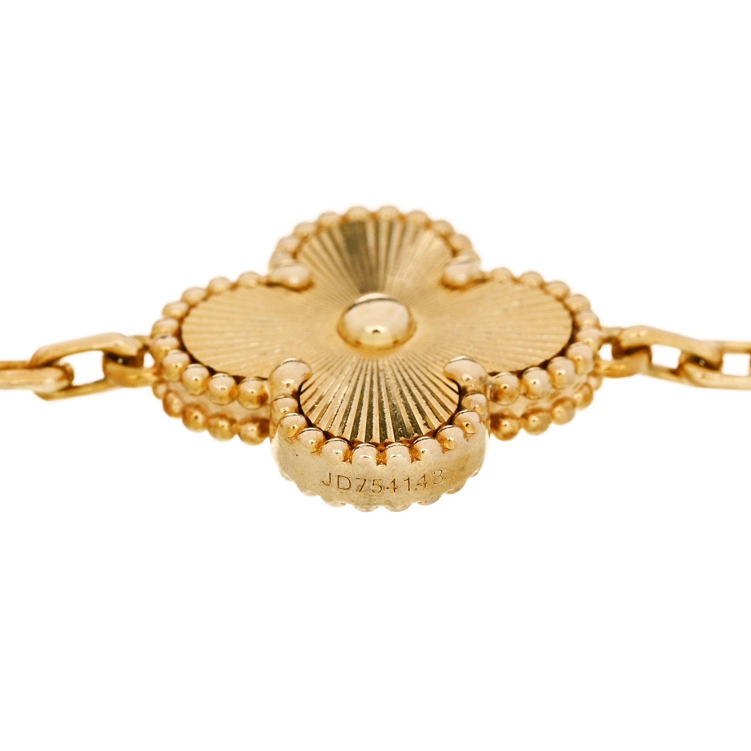 18K Yellow Gold 5 Motifs Guilloche Vintage Alhambra Bracelet — view 3