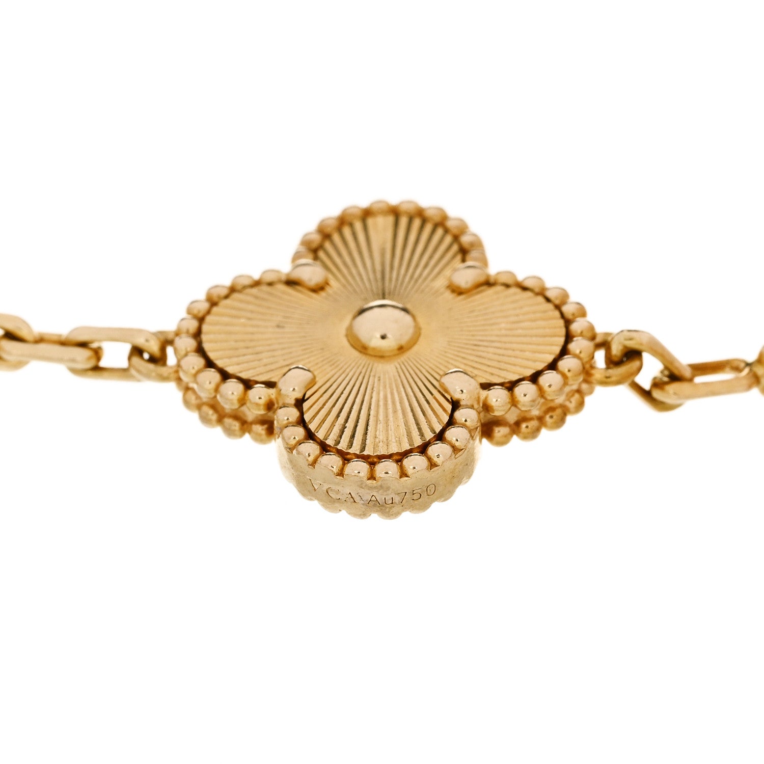 18K Yellow Gold 5 Motifs Guilloche Vintage Alhambra Bracelet — view 4