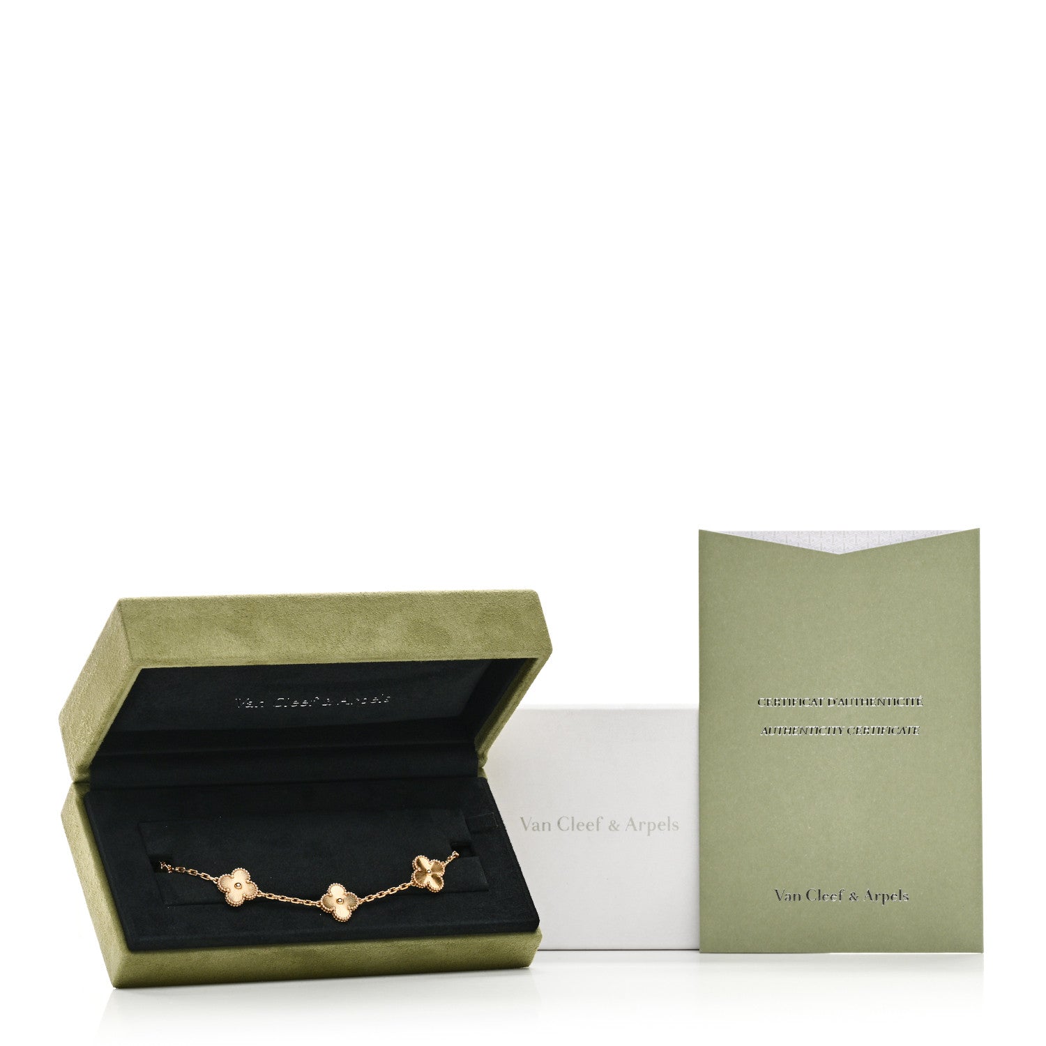 18K Yellow Gold 5 Motifs Guilloche Vintage Alhambra Bracelet — view 5