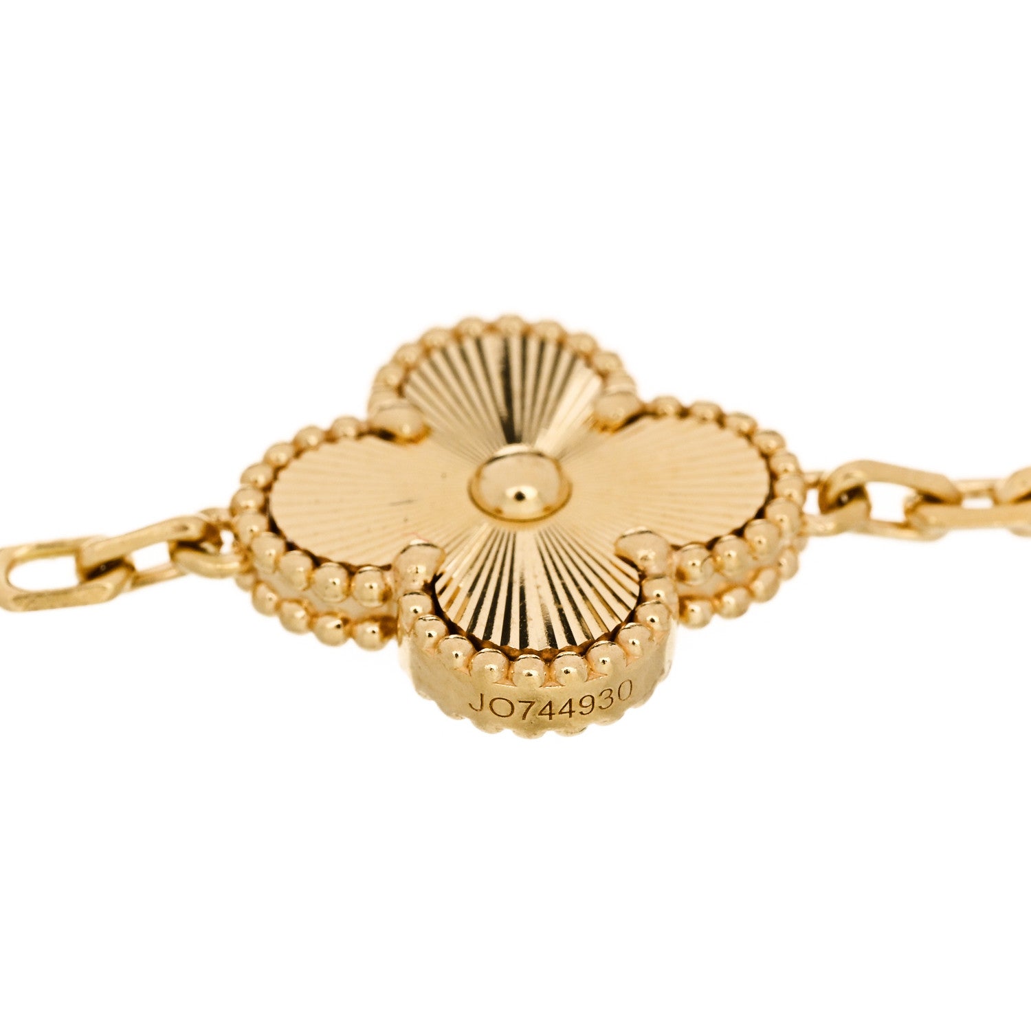 18K Yellow Gold 5 Motifs Guilloche Vintage Alhambra Bracelet — view 3