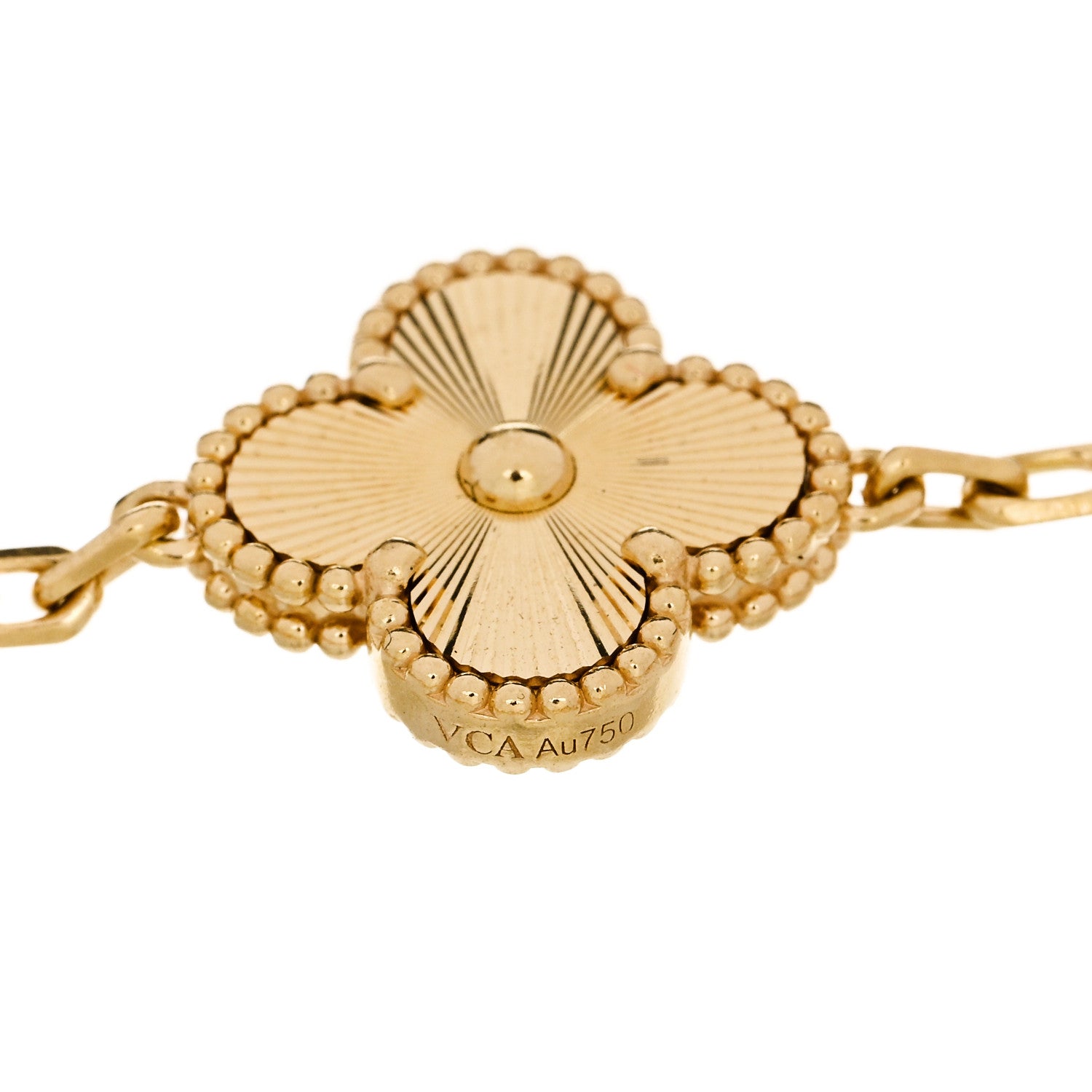18K Yellow Gold 5 Motifs Guilloche Vintage Alhambra Bracelet — view 4