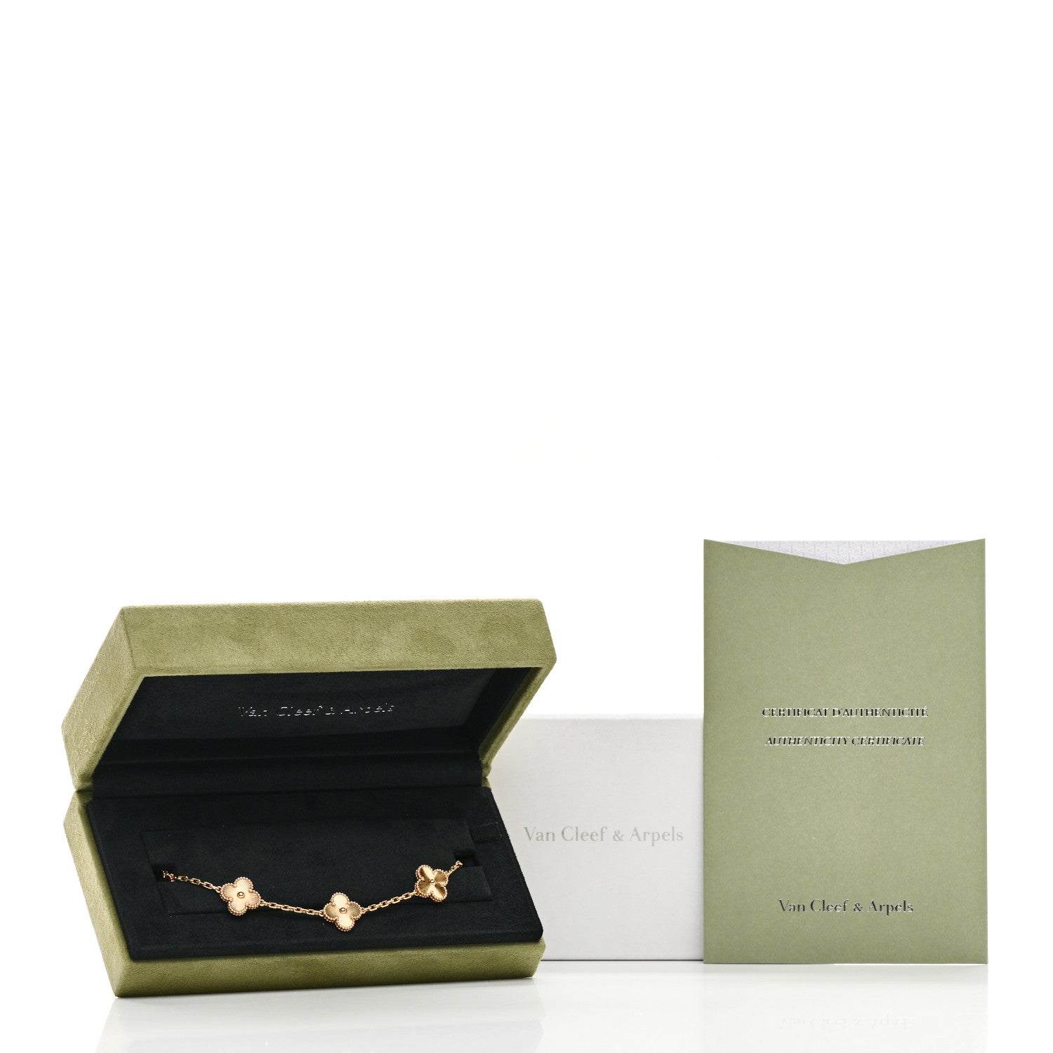 18K Yellow Gold 5 Motifs Guilloche Vintage Alhambra Bracelet — view 5