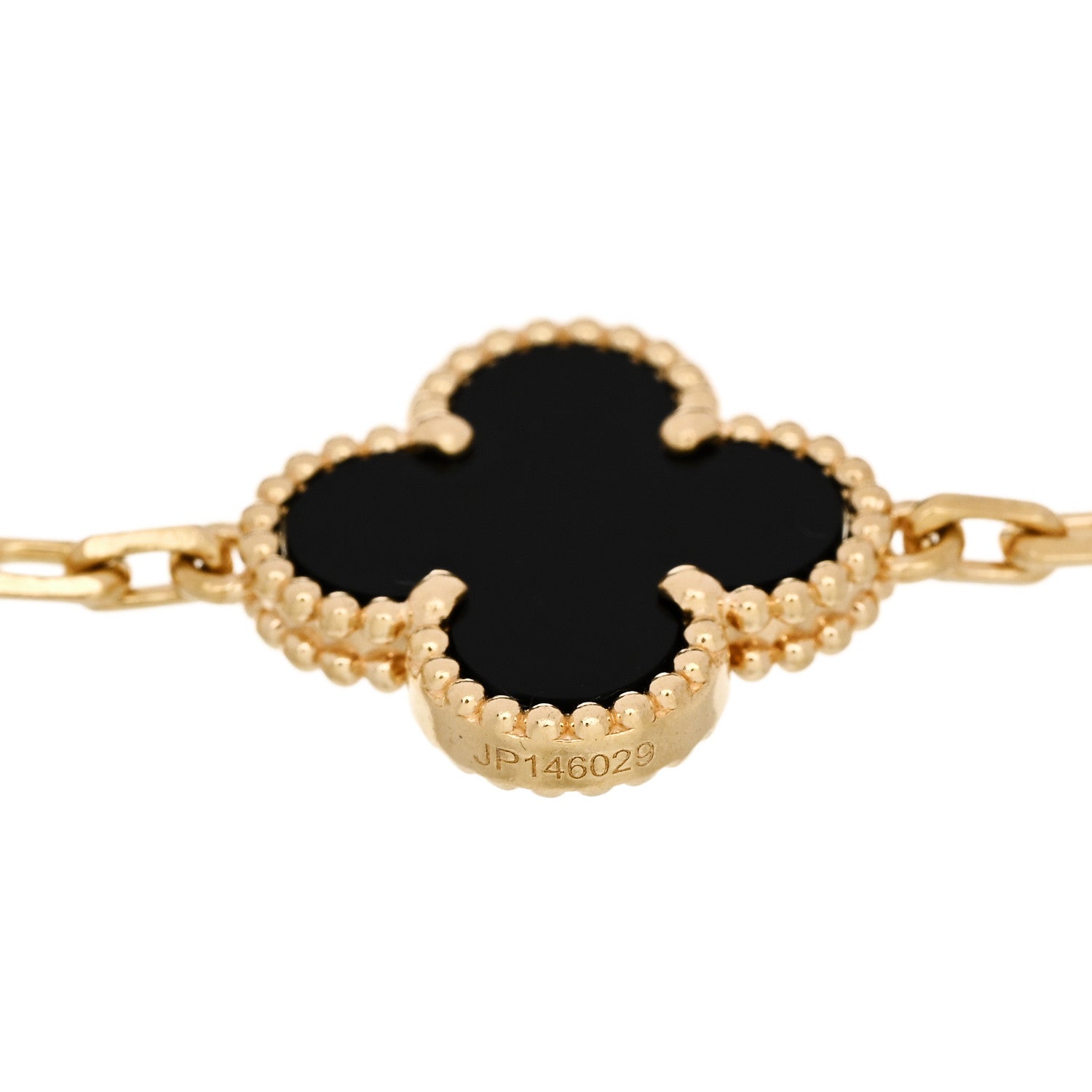 18K Yellow Gold Black Onyx 5 Motifs Vintage Alhambra Bracelet — view 3