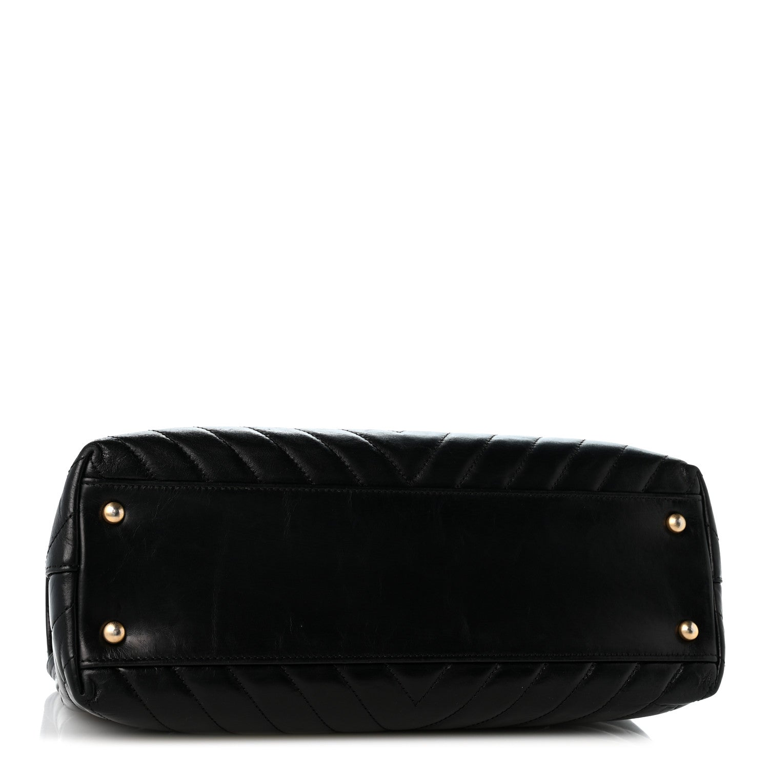 Calfskin Chevron Quilted Medium Coco Handle Flap Black — view 4