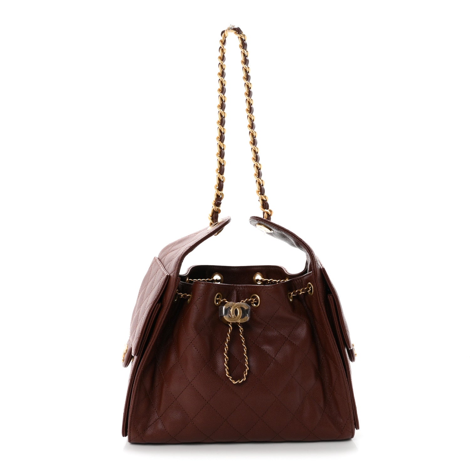 Caviar Quilted Small Chanel 25 Handbag Brown