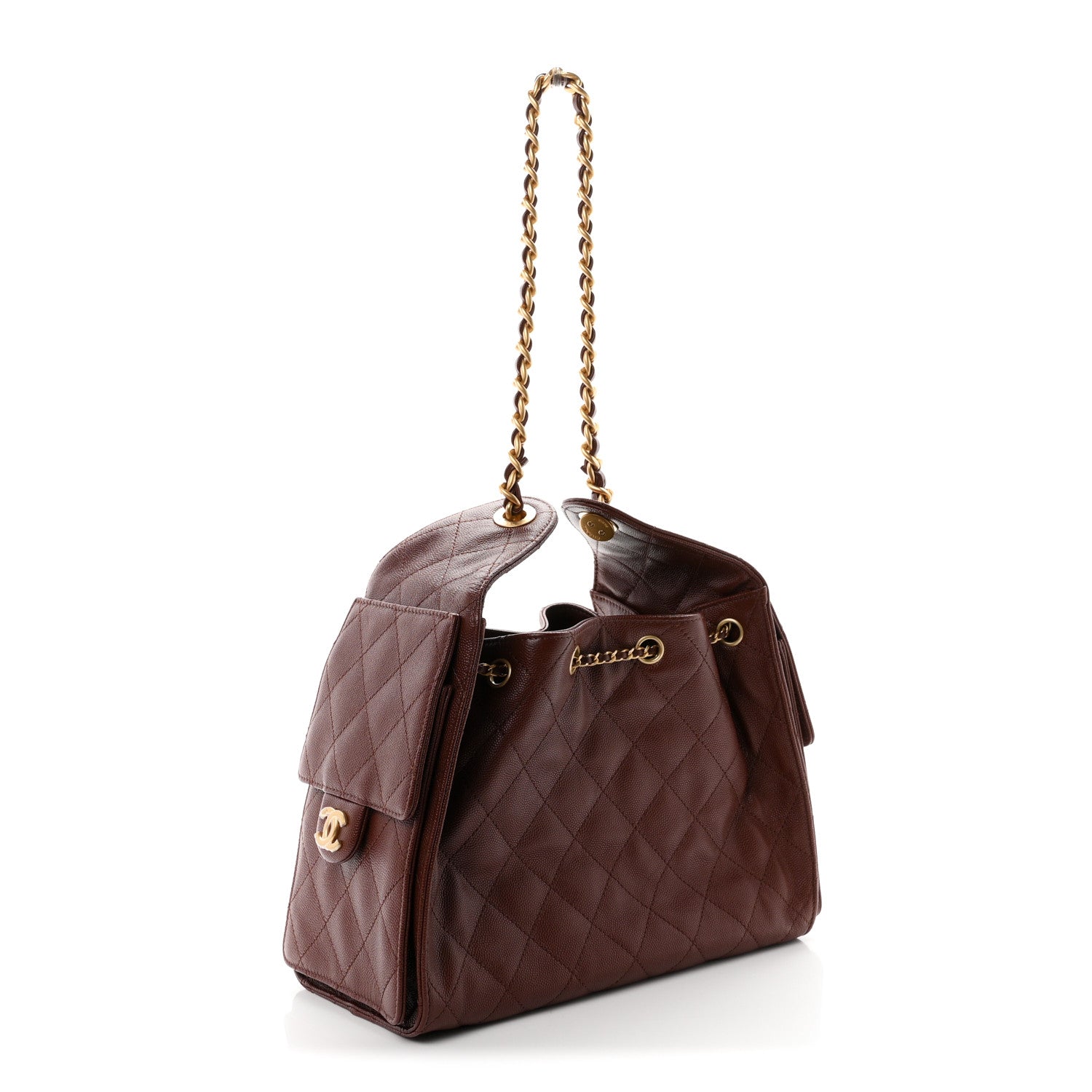 Caviar Quilted Small Chanel 25 Handbag Brown — view 3