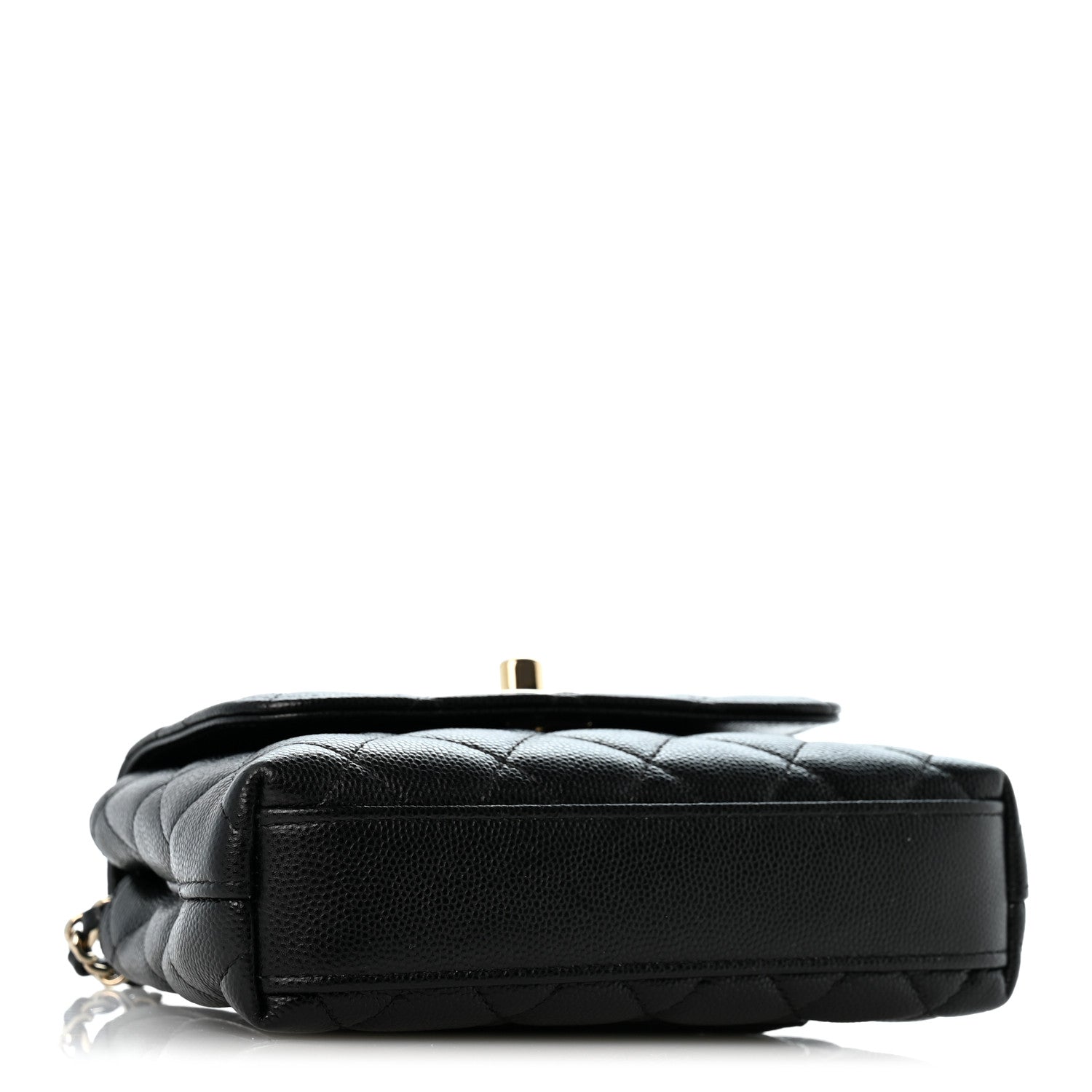Caviar Quilted Coco Handle Clutch With Chain Black — view 4
