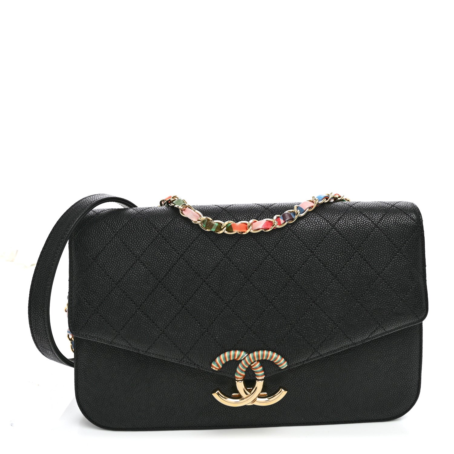 Grained Calfskin Quilted Cuba Flap Black