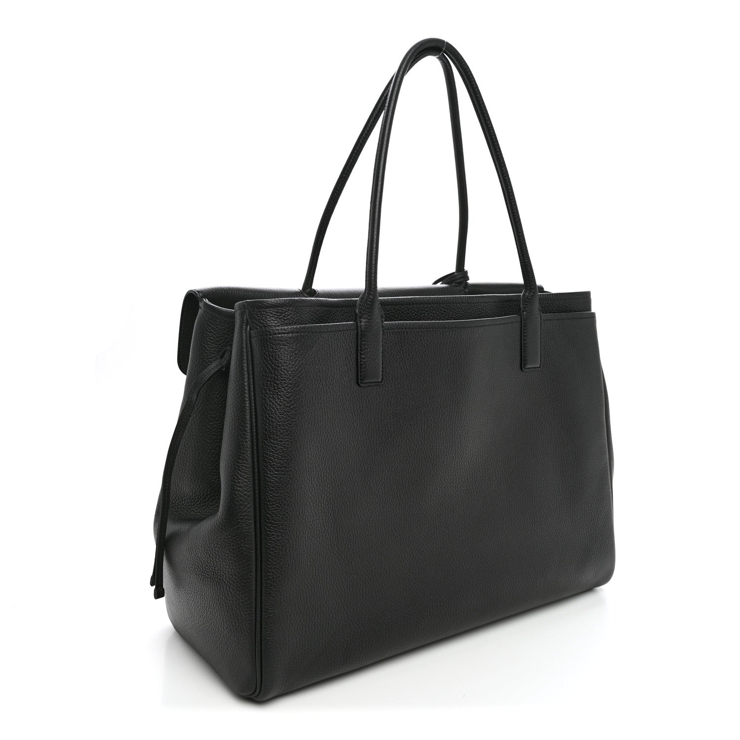 Grained Calfskin Large Urban Essentials Shopping Bag Black — view 3