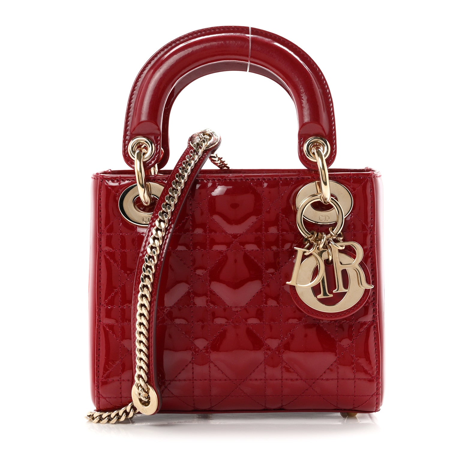 Patent Cannage Mini Lady Dior Red