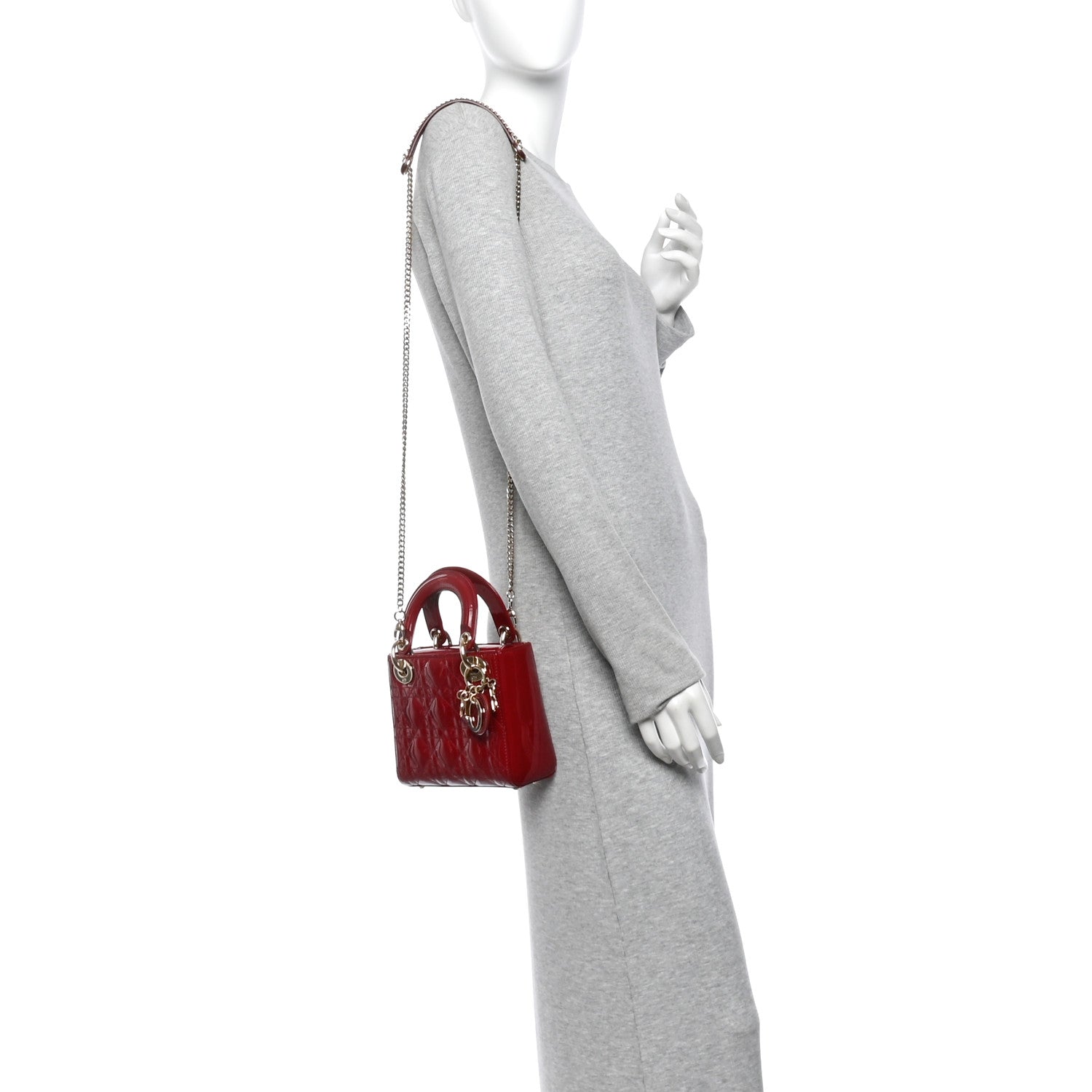 Patent Cannage Mini Lady Dior Red — view 2