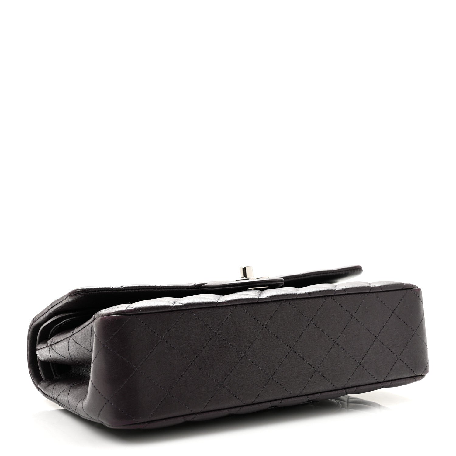 Lambskin Quilted Medium Double Flap Dark Purple — view 3