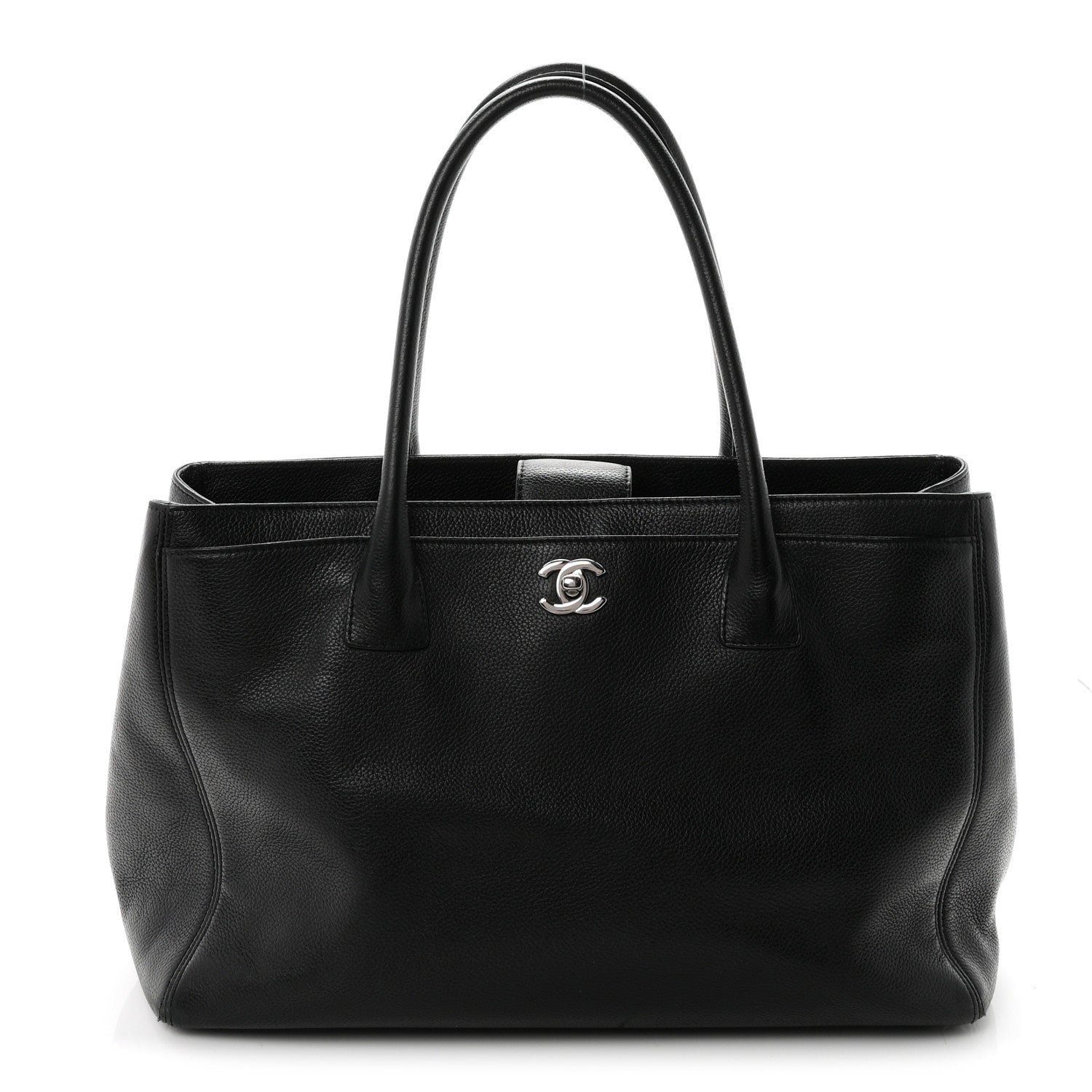 Calfskin Cerf Executive Shopper Tote Black