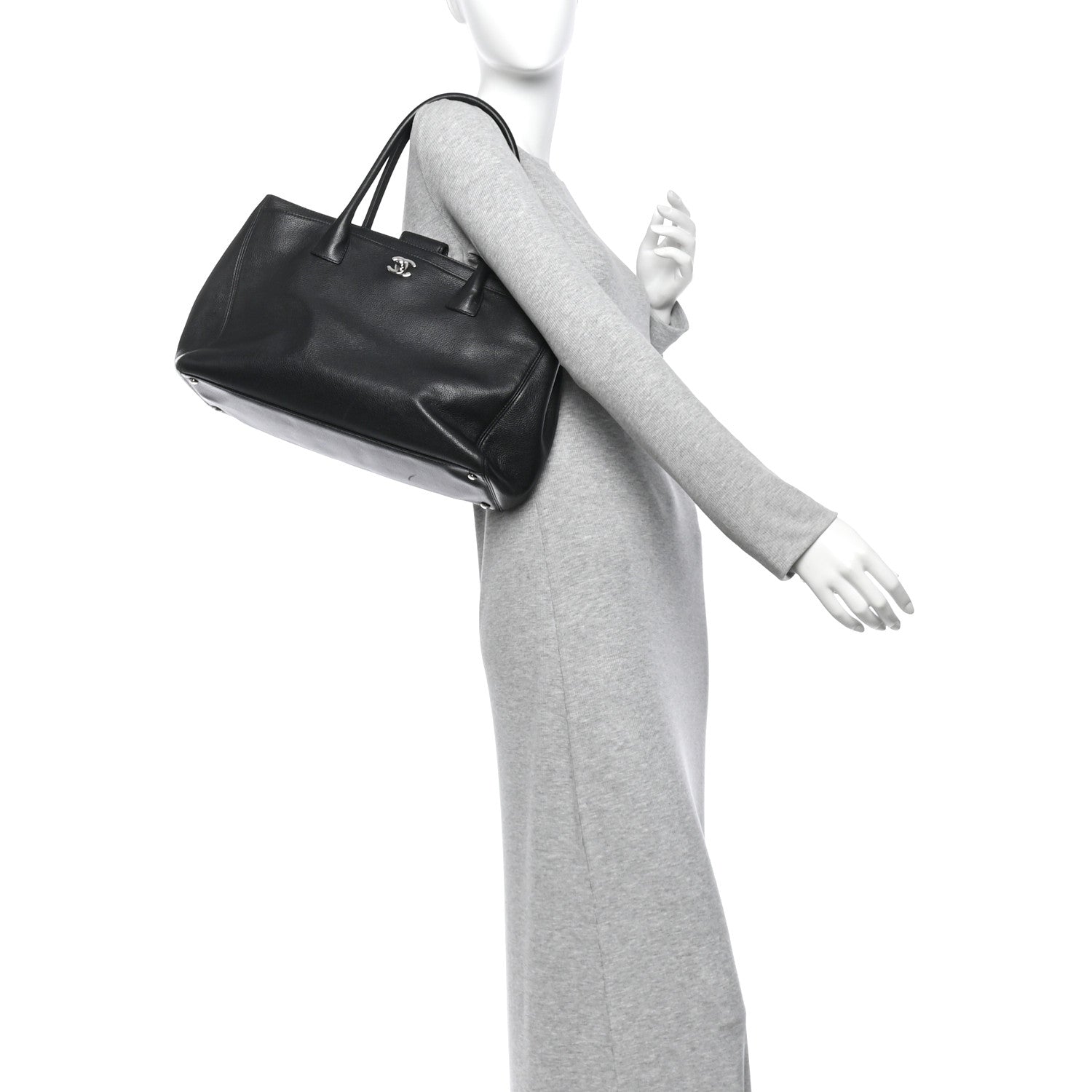 Calfskin Cerf Executive Shopper Tote Black — view 2