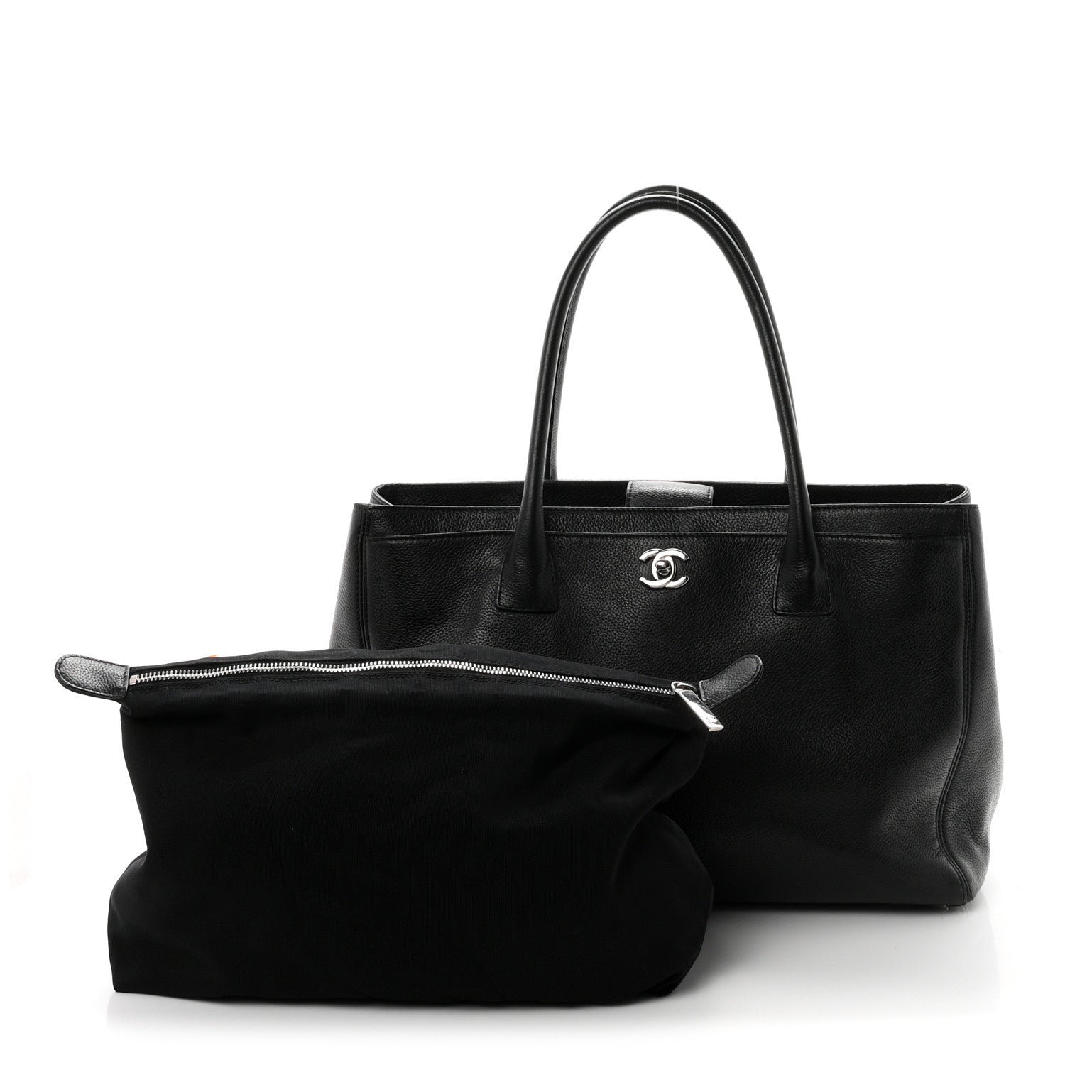 Calfskin Cerf Executive Shopper Tote Black — view 3