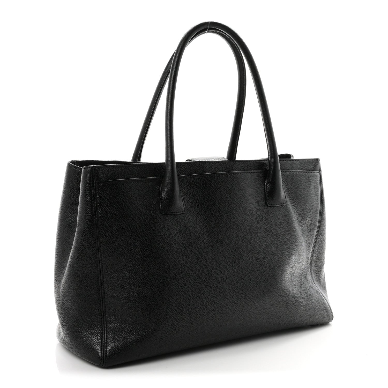 Calfskin Cerf Executive Shopper Tote Black — view 4