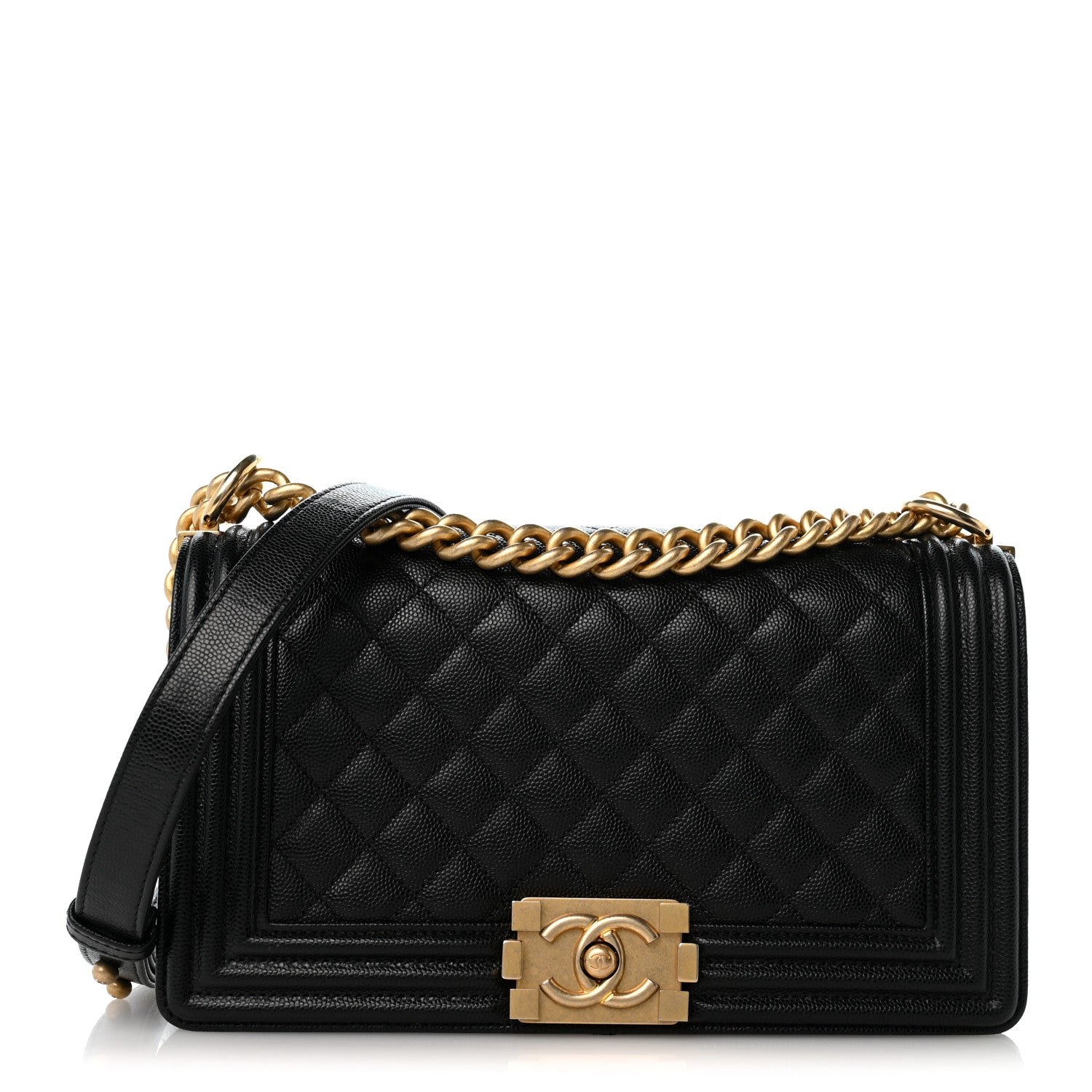 Caviar Quilted Medium Boy Flap Black — view 1