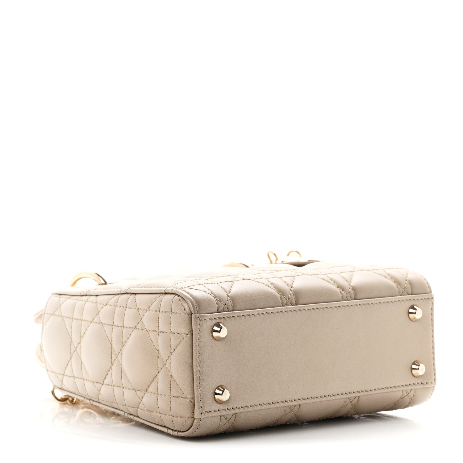 Metallic Lambskin Cannage Mini Lady Dior Gold — view 4