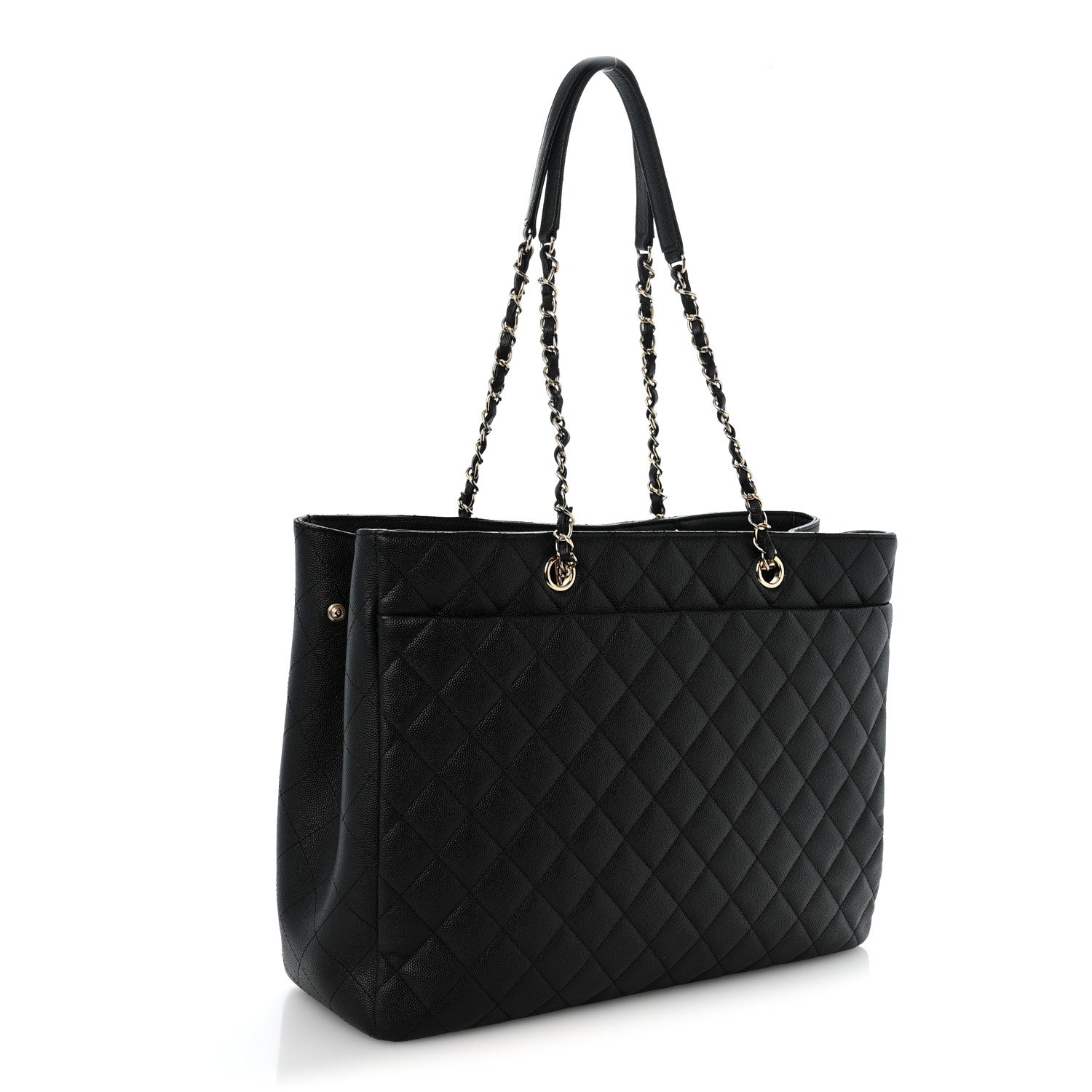Caviar Quilted Large Shopping Tote Black — view 3