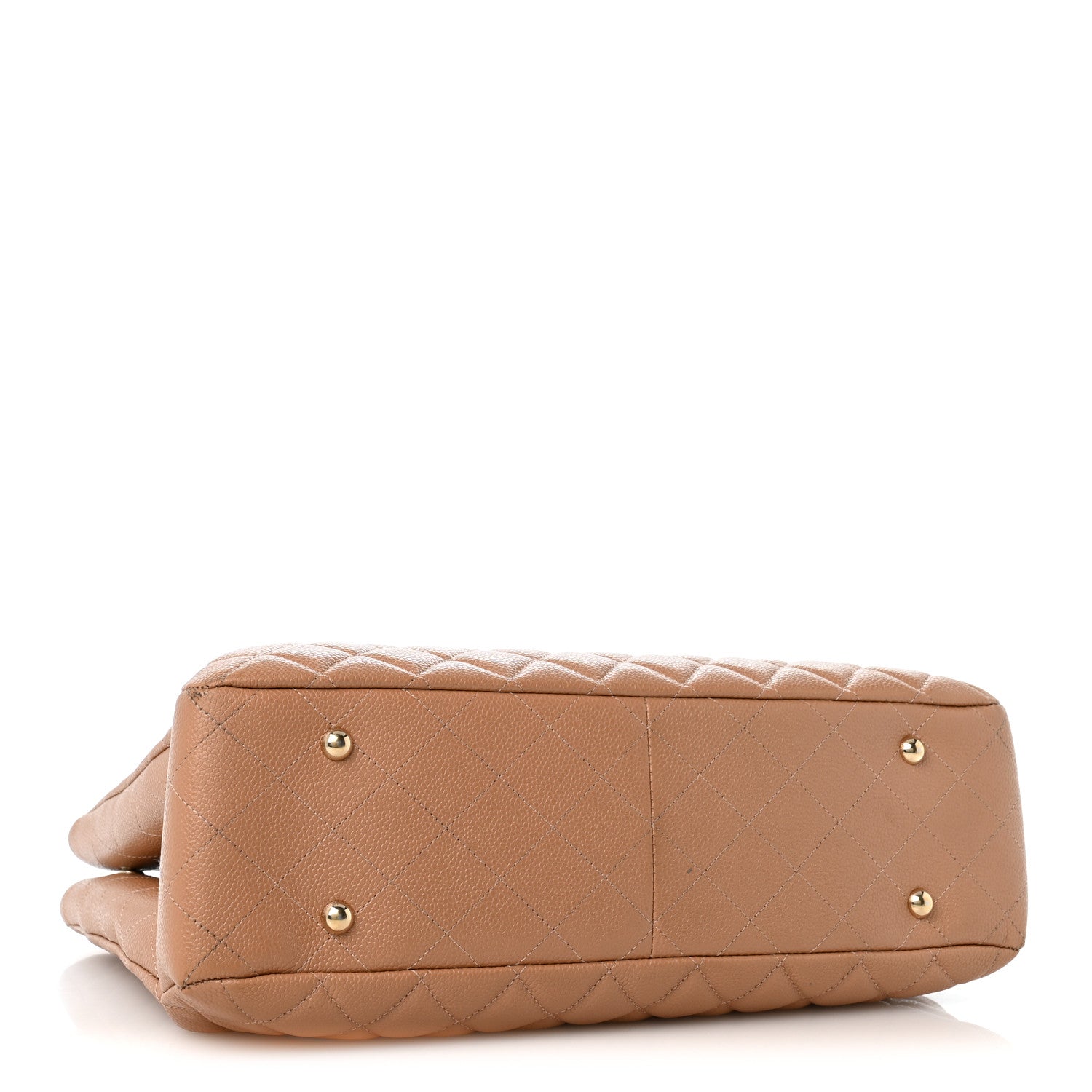 Caviar Quilted Large Classic Shopping Tote Dark Beige — view 4