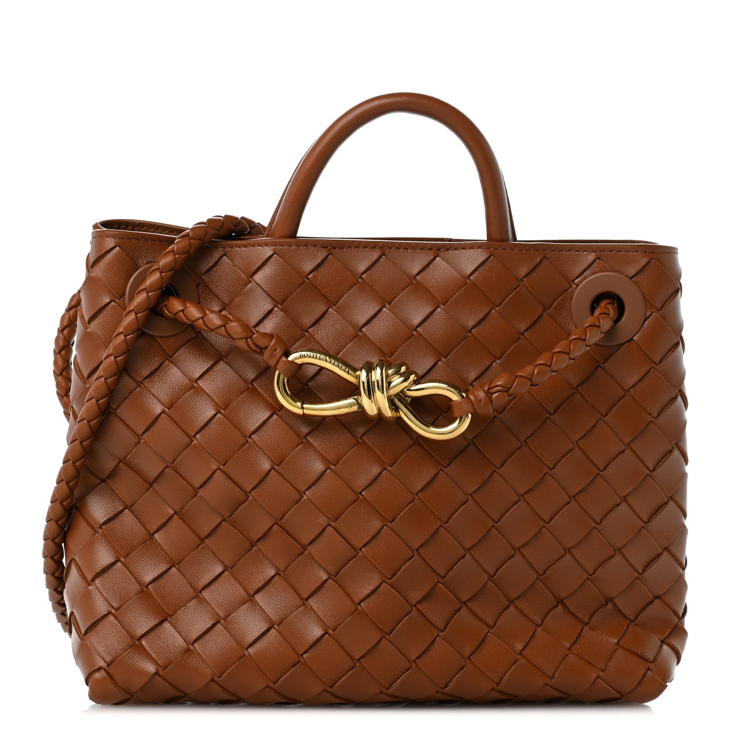 Nappa Intrecciato Small Andiamo Shoulder Bag Amber