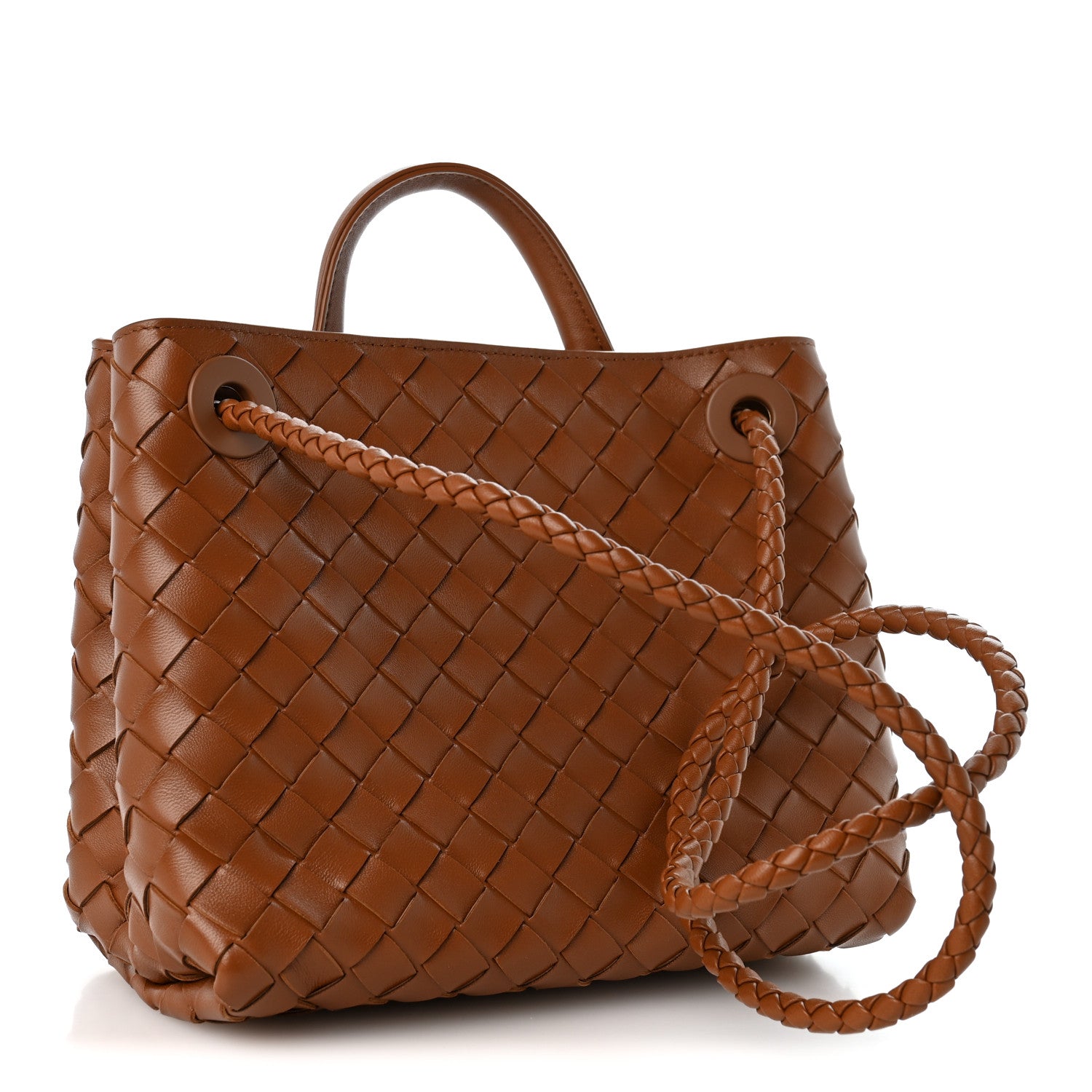 Nappa Intrecciato Small Andiamo Shoulder Bag Amber — view 3