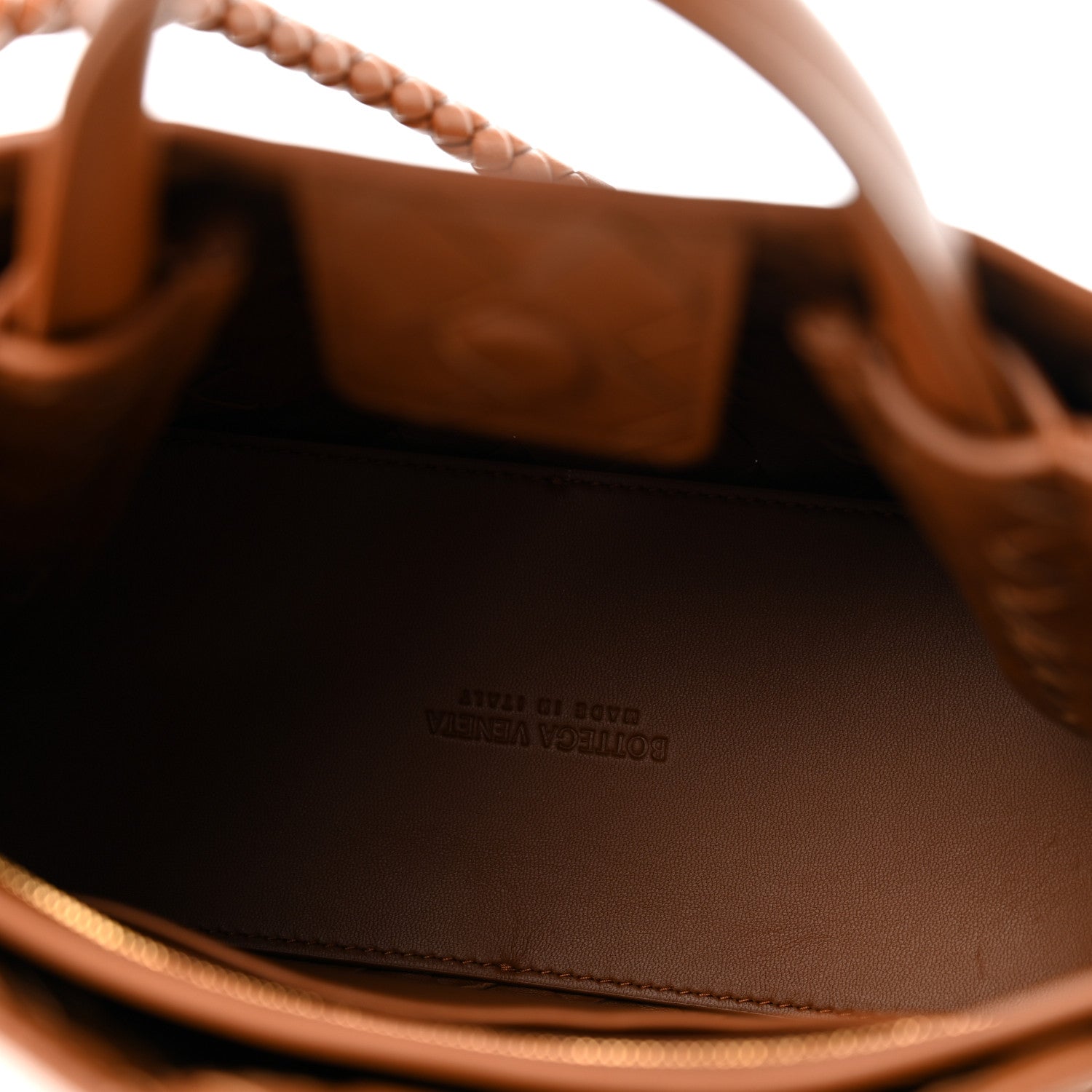 Nappa Intrecciato Small Andiamo Shoulder Bag Amber — view 5