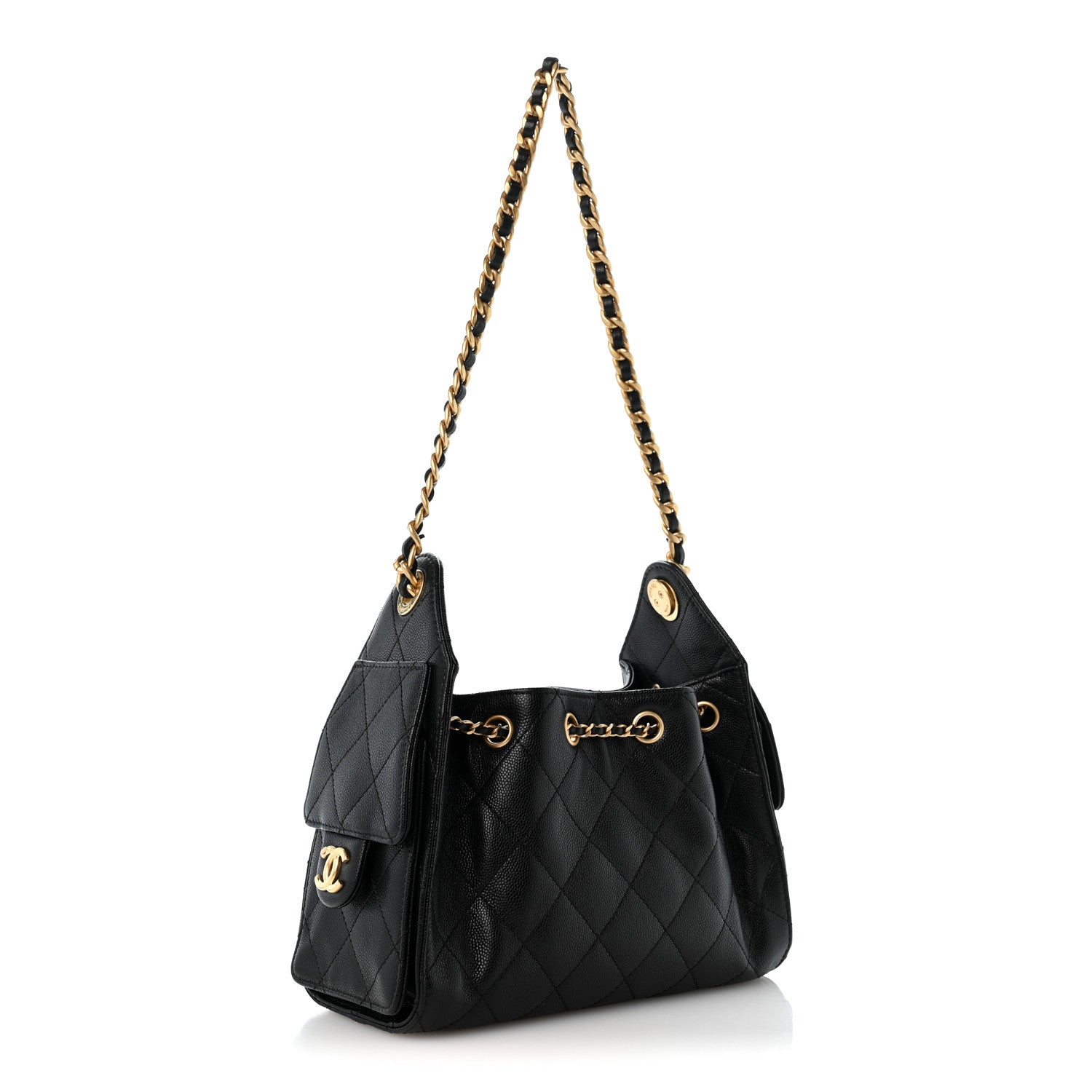 Caviar Quilted Mini Chanel 25 Handbag Black — view 3