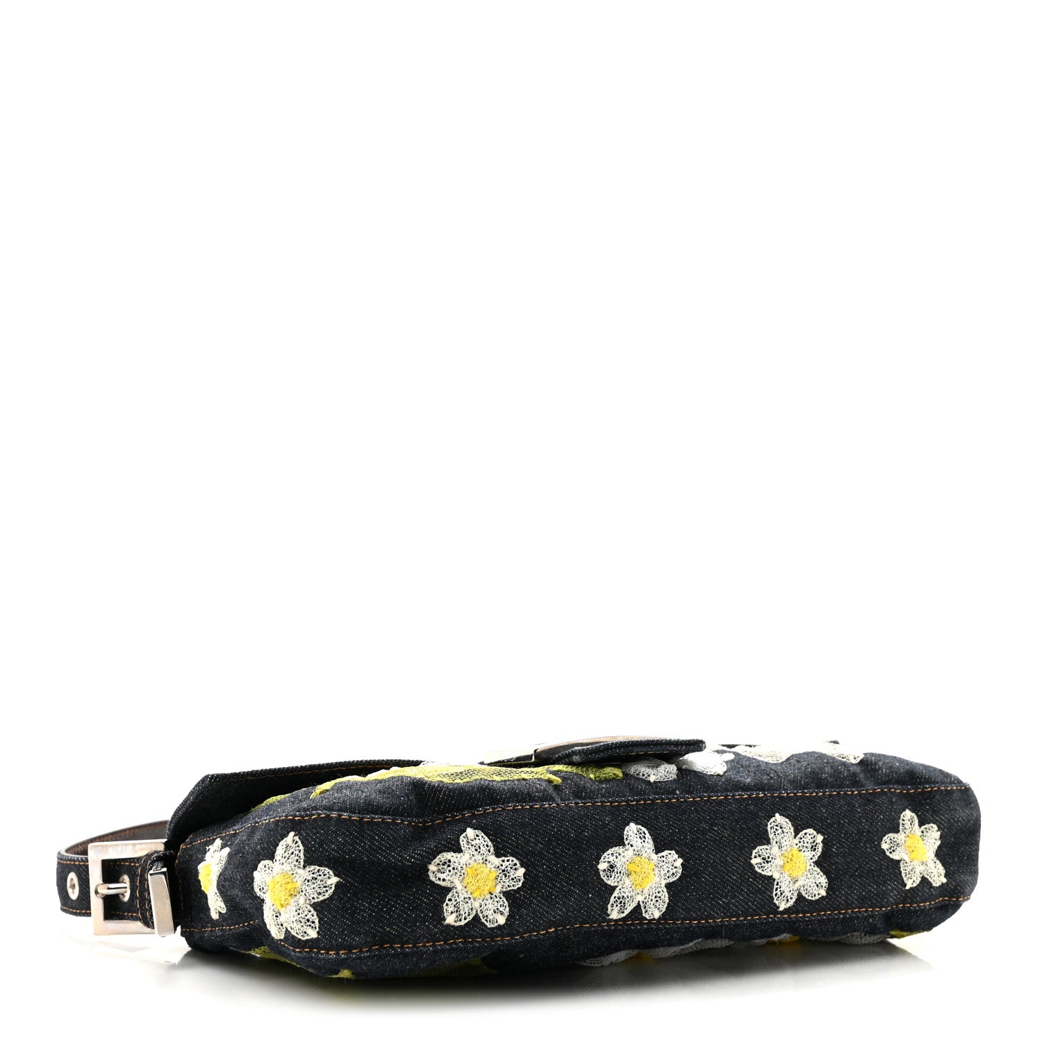 Denim Flower Applique Baguette Blue — view 4
